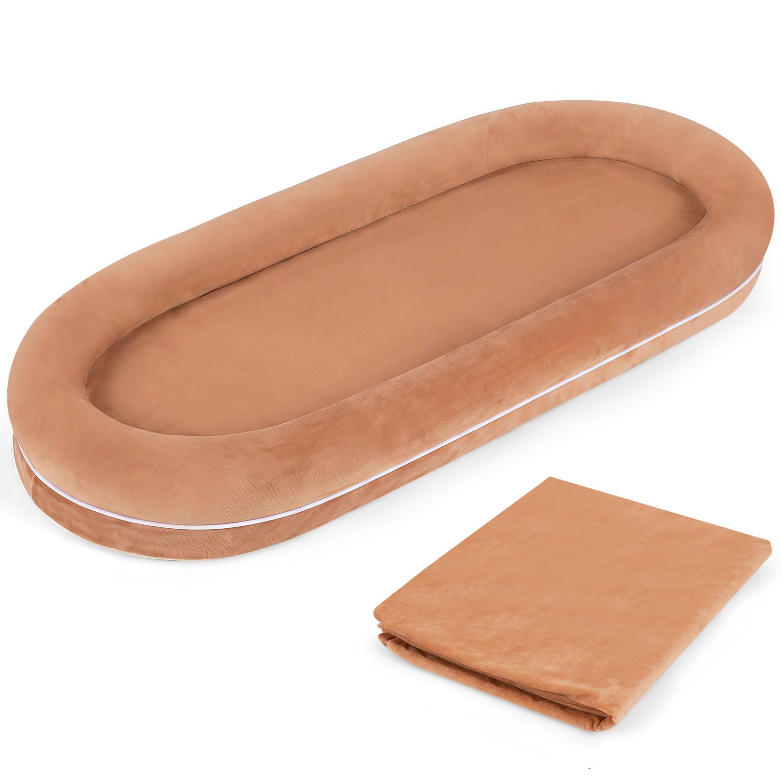 COSTWAY Tierbett Hundebett Hundesofa mit Decke, Bodenbett mit abnehmbarem Bezug