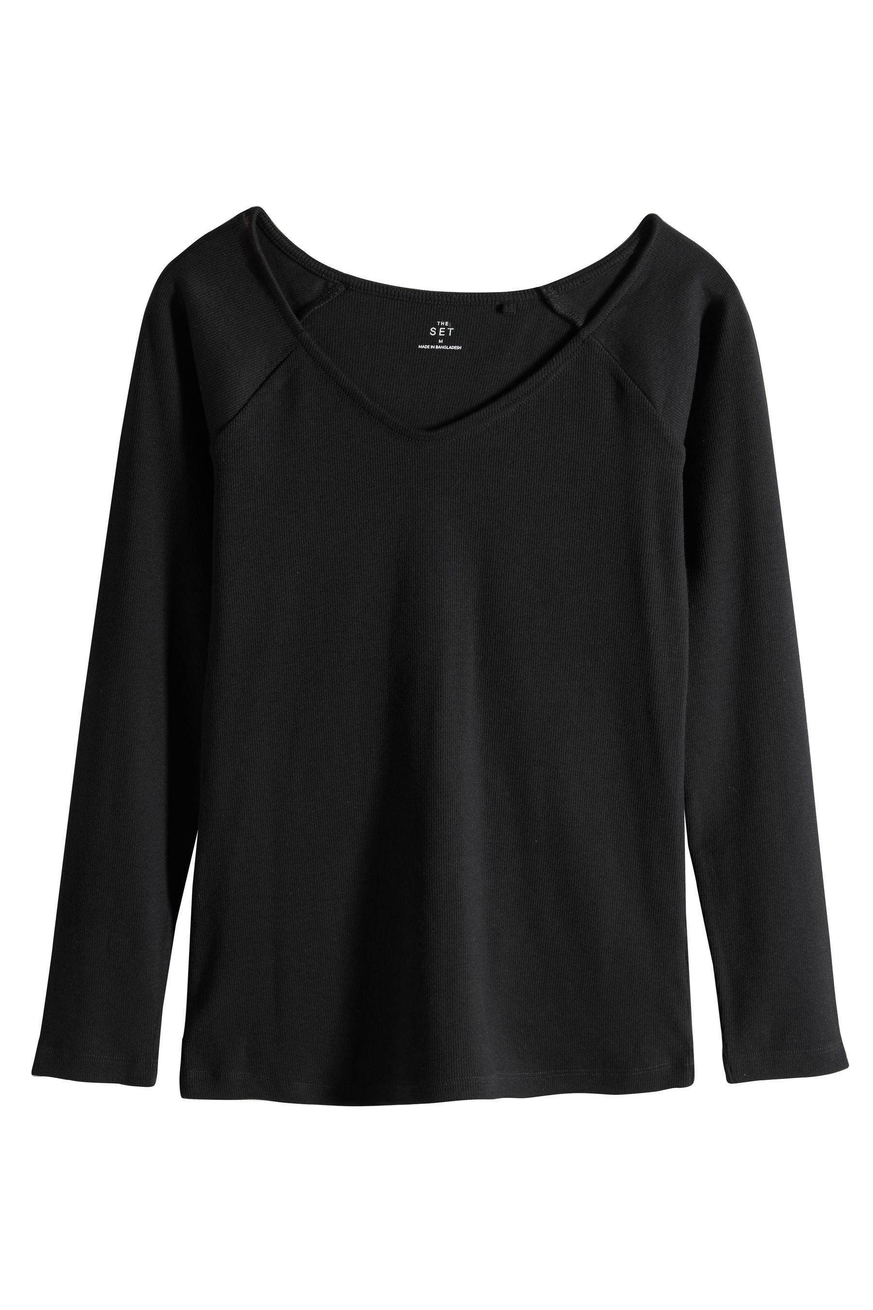 The Set Langarmshirt 3 x The Set schulterfreie, gerippte Langarmtops (3-tlg günstig online kaufen