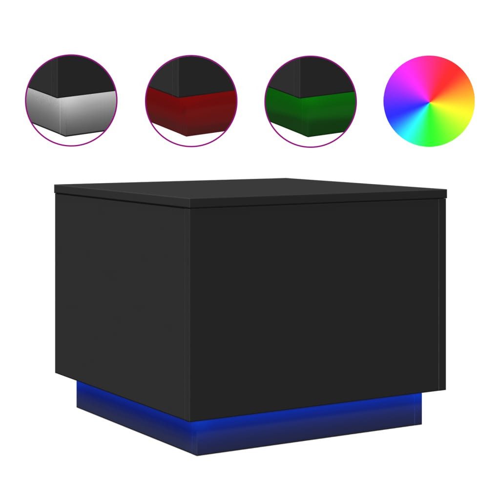 vidaXL Ablagetisch, Couchtisch mit LED-Leuchten Schwarz 50x50x40 cm günstig online kaufen