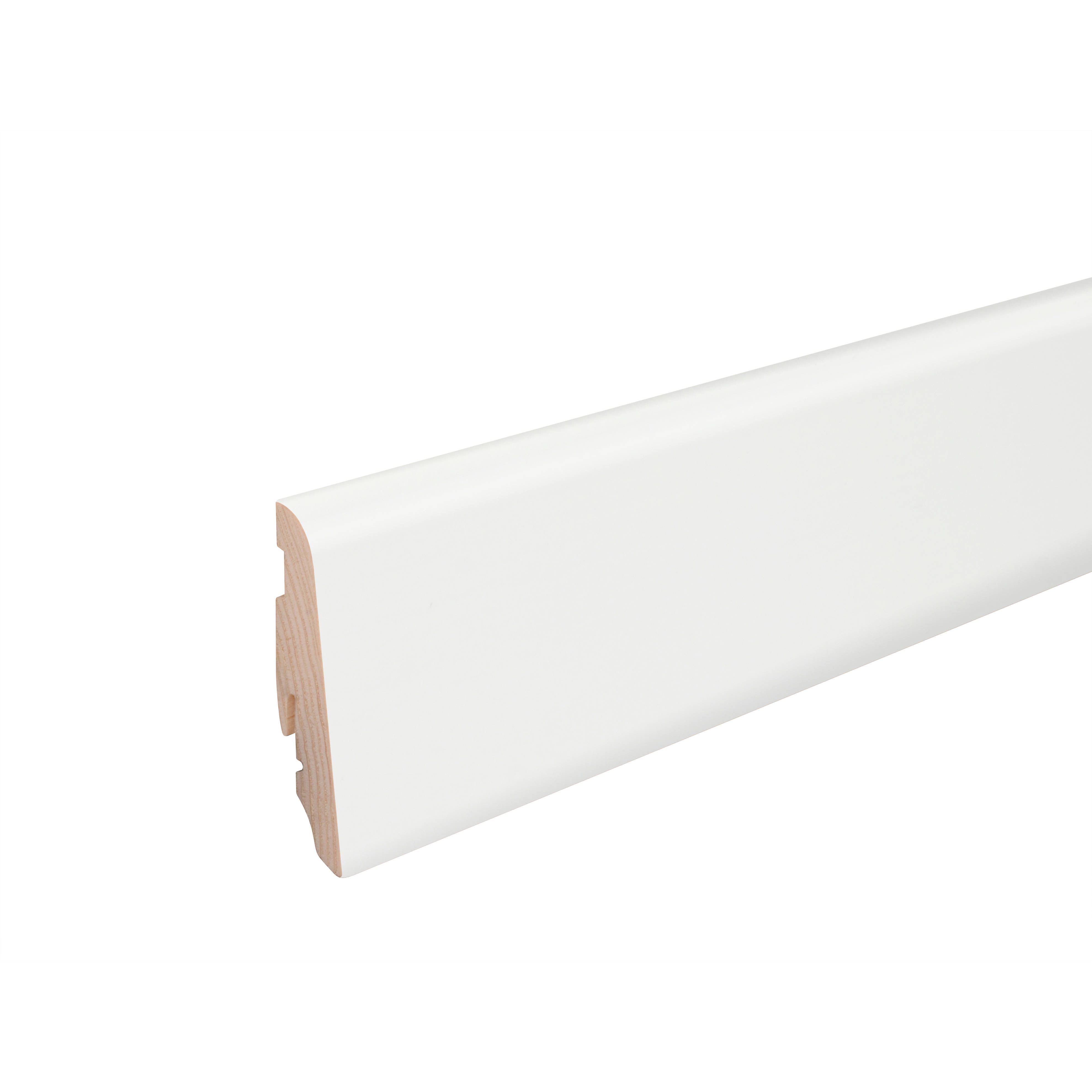 FN Neuhofer Sockelleiste SU060L1 Weiß RAL9016 foliert keilgezinkt, L: 250 cm, H: 5,8 cm