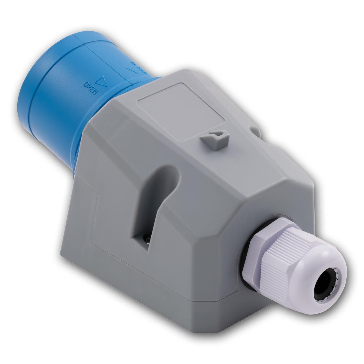 McPower CEE-Kupplung CEE Gerätestecker, 16A/250V, IP44, blau/grau