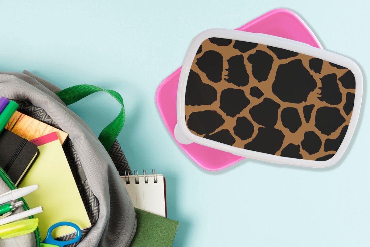- Brotbox Snackbox, Design, für Tiere - Erwachsene, Leopardenmuster rosa Kunststoff, Lunchbox Kinder, Mädchen, Kunststoff (2-tlg), Brotdose MuchoWow