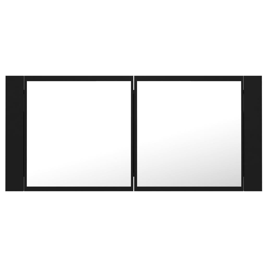 Schwarz Acryl LED-Bad-Spiegelschrank vidaXL (1-St) Badezimmerspiegelschrank 100x12x45 cm
