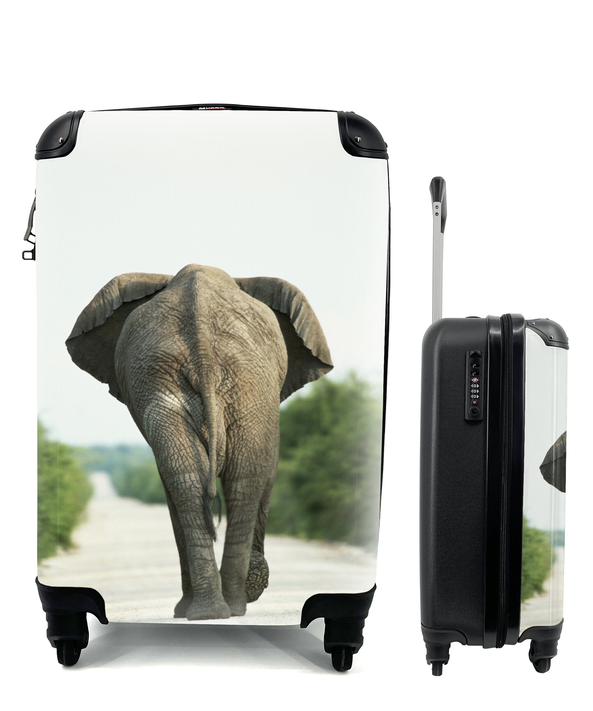 MuchoWow Handgepäckkoffer Elefant - Kröte - Tiere - Natur, 4 Rollen, Reisetasche mit rollen, Handgepäck für Ferien, Trolley, Reisekoffer