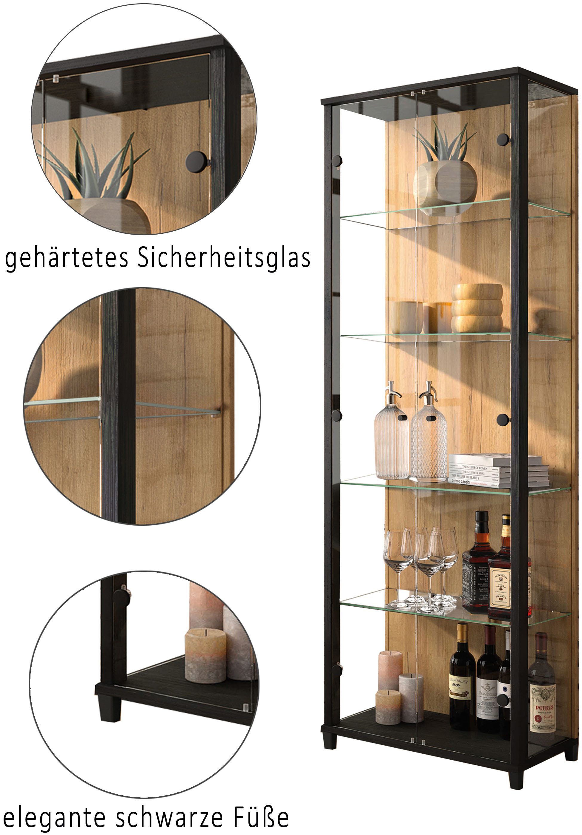 fif möbel Vitrine OPTIMA Standvitrine, Vitrinenschrank, Glasvitrine, Sammlervitrine