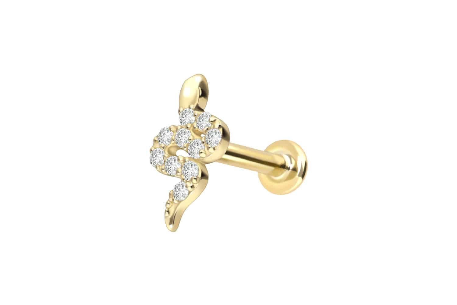 PIERCINGLINE Piercing-Set 18 Karat Gold Labret mit Innengewinde DIAMANT-SCHLANGE (Labrets, 1-tlg)