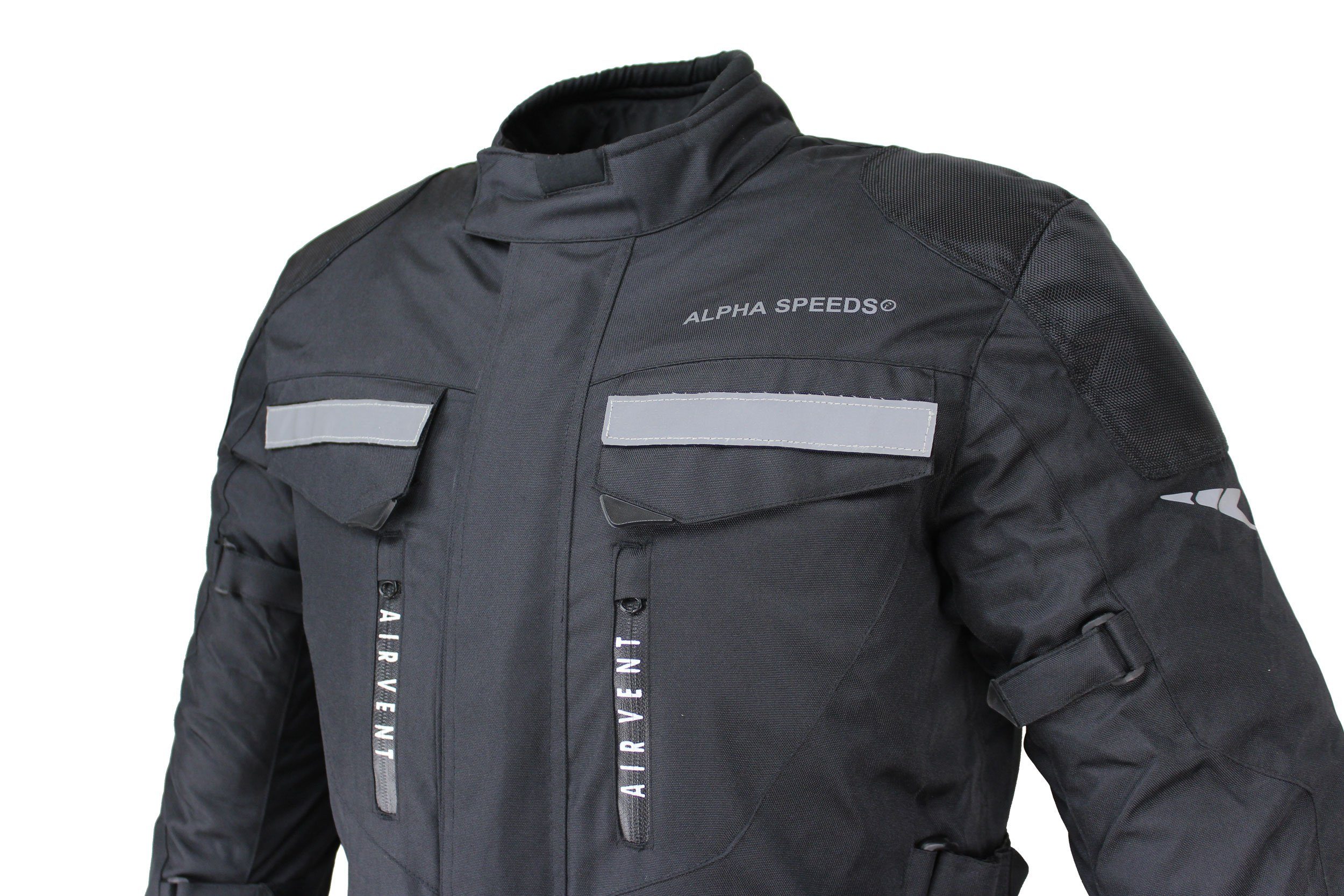 Alpha Speeds Motorradjacke Herren Motorrad Textiljacke Biker Wasserdicht Jacke (CUSTOM EDITION, inklusive Protektoren, Trennbare Reflektierende Patches) Trennba – Bild 3 von 5