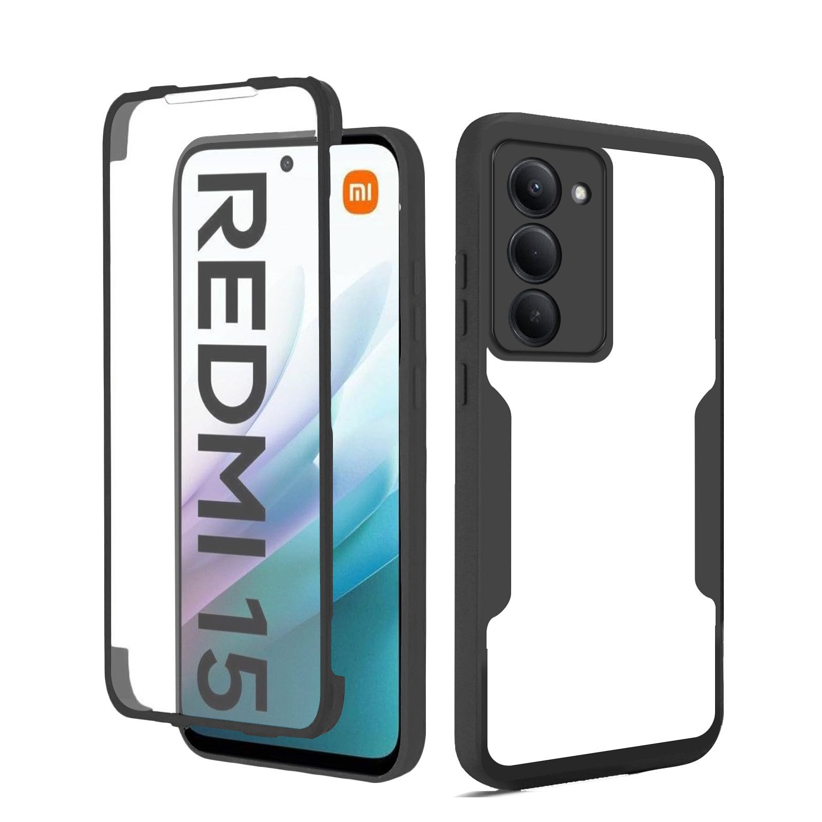 betterfon Handyhülle für Xiaomi Redmi 15 2-teiliges 360° TPU Schutzcase, Vollschutz Case mit integriertem Displayschutz und klarer Sicht