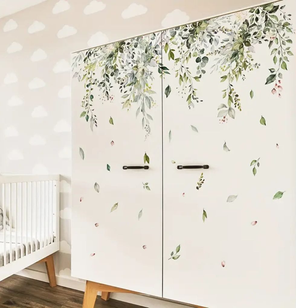 Montegoni Wandsticker Wandtattoo Blätter & Ranken 90×30 cm – Natur Design fürs Zuhause (Set, 1 Bogen Wandtattoo (30×90 cm), Flexible Anordnung, Vielseitig einsetzbar