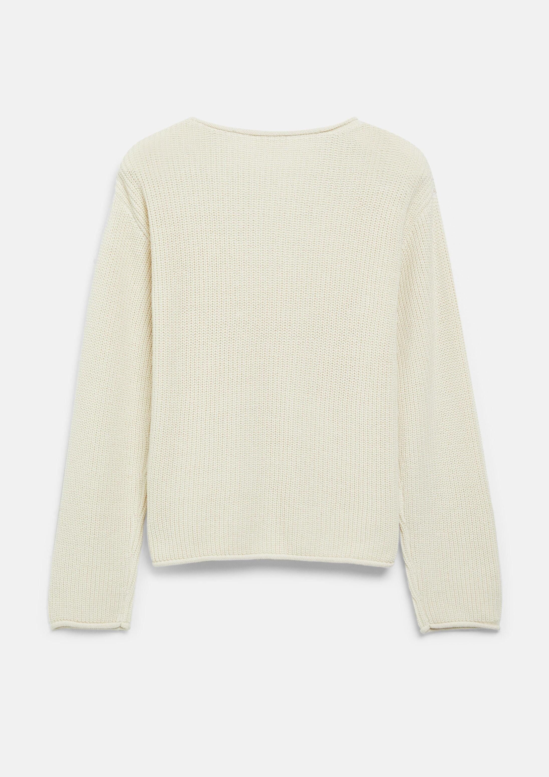 s.Oliver Longpullover Strickpullover Gerippter Strickpullover mit Rollsaum
