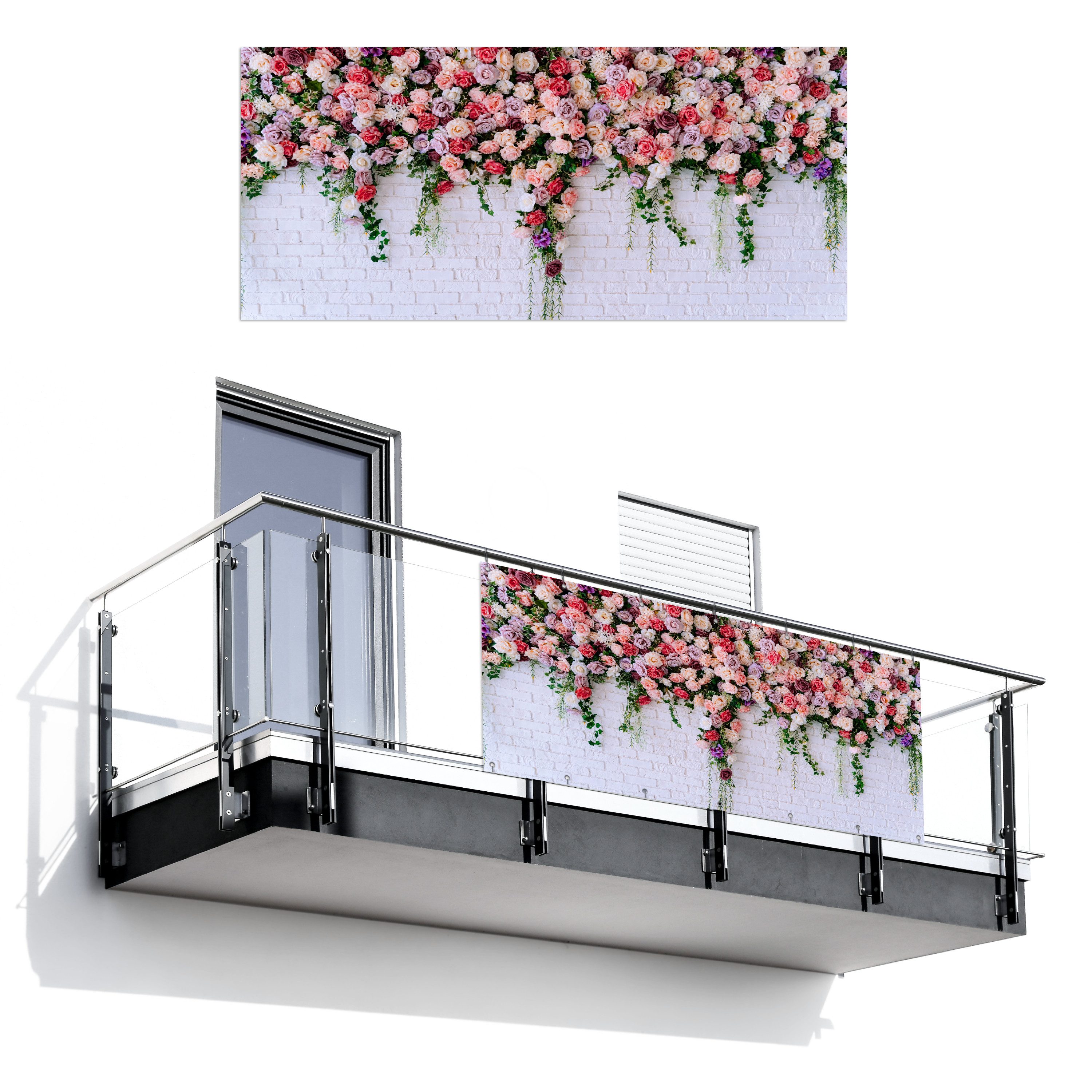 MuchoWow Balkonsichtschutz Blumen - Rosa - günstig online kaufen