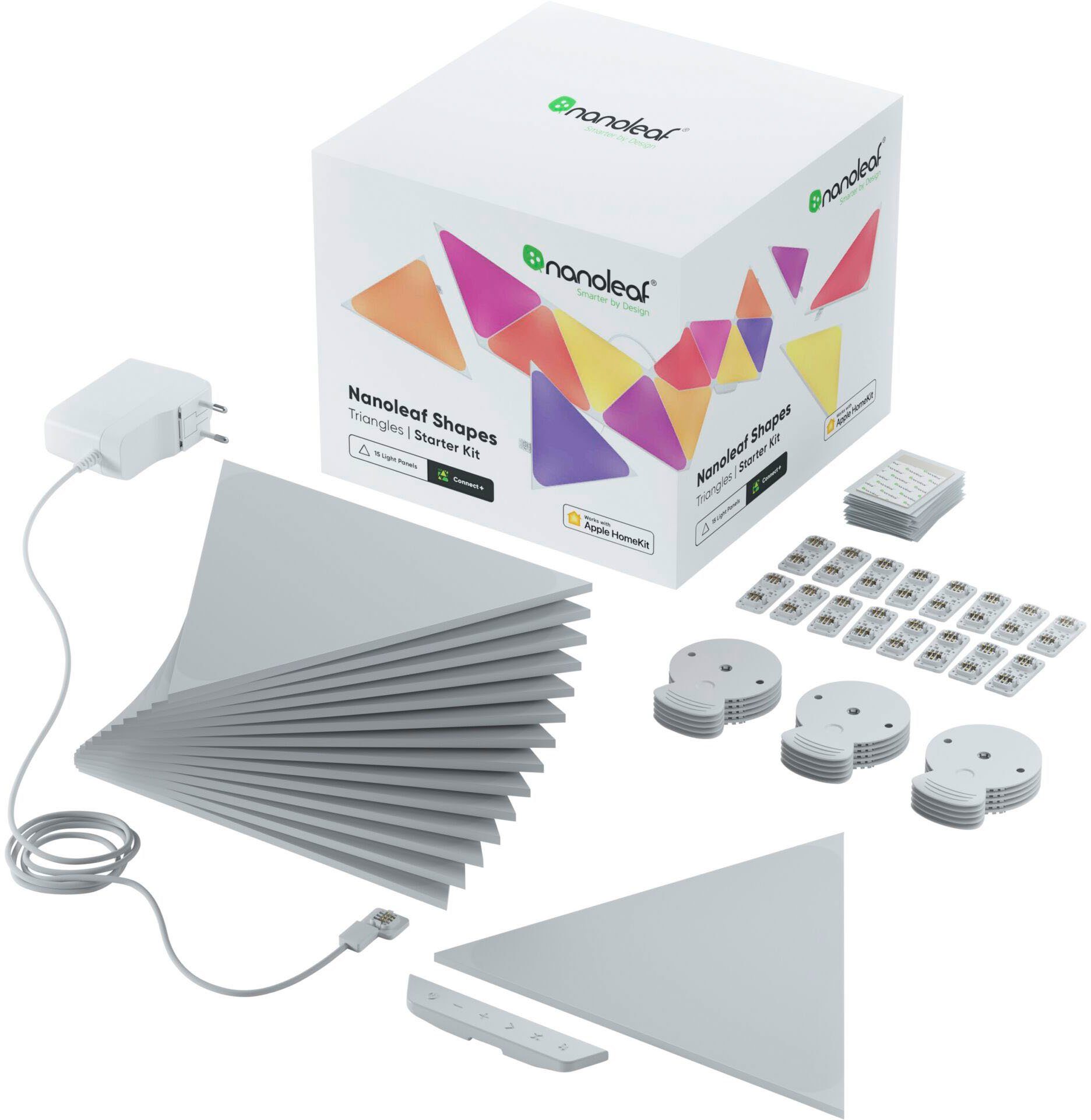 nanoleaf LED Panel Triangles, Dimmfunktion, LED fest integriert, Farbwechsler, Starter Kit - 15 PK, Modulares Stecksystem, Smarte Technologie