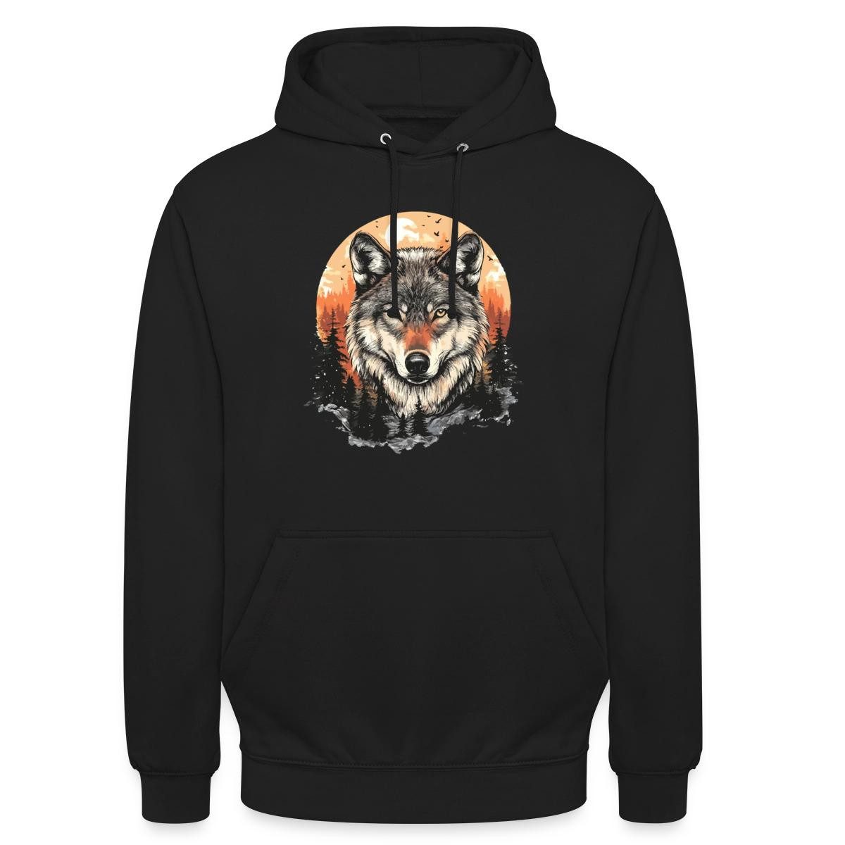 Spreadshirt Hoodie Wolf Im Wald, Kraftvolles Tiermotiv Unisex Hoodie (1-tlg)