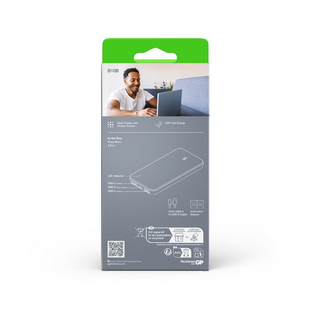 Gp GP B+ Powerbank 10000 mAh LiPo USB-A, USB-C® Grau Powerbank 10000 mAh