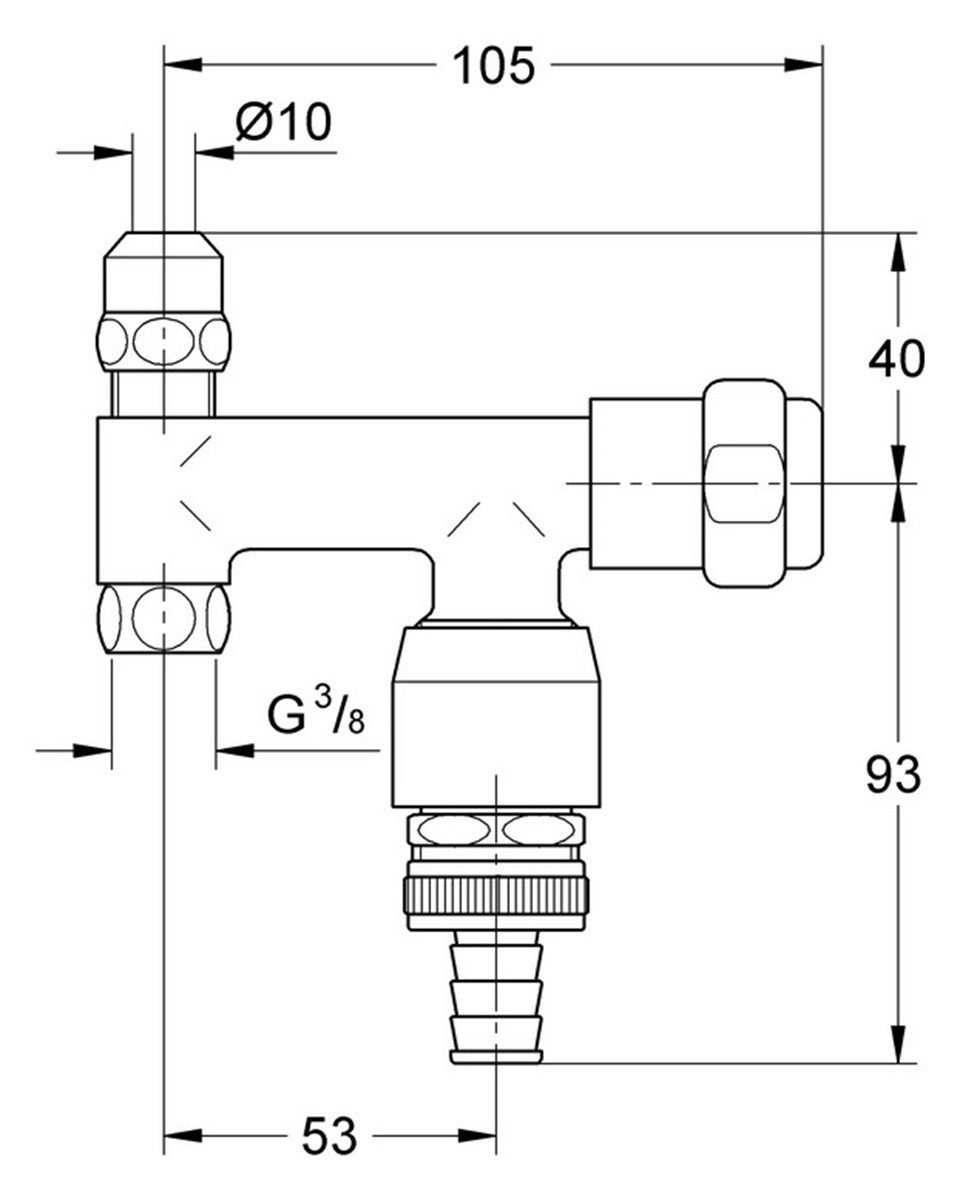 Grohe Eckventil GROHE WAS-Ventil Eckfix 41033 Design-Gr. DN10 mit RV u. Rohrbelüfter, (1-tlg)