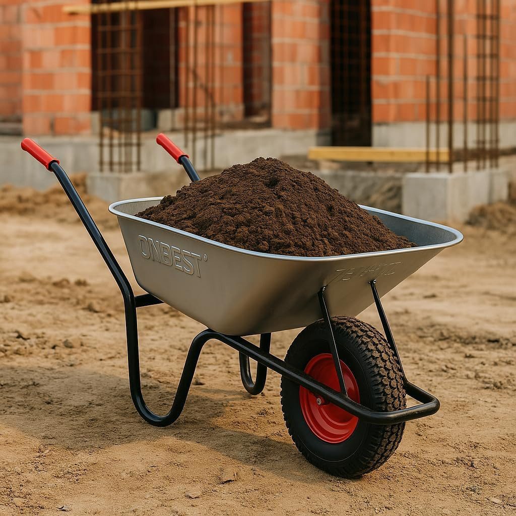 Onbest Schubkarre verzinkt inklusive Gartensack, 100 Liter Volumen, 250 kg, Stahlrahmen, Pulverberschichtet