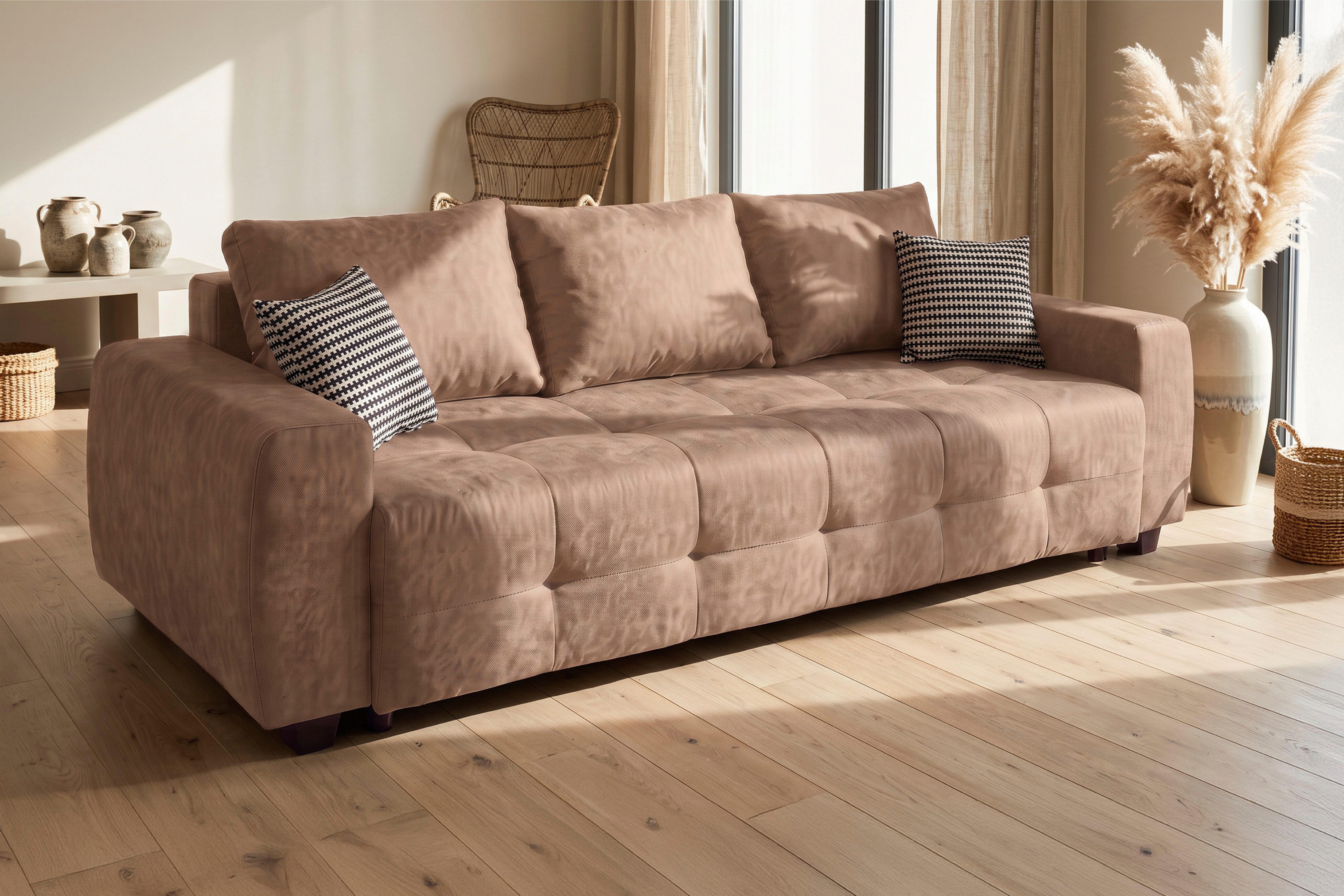 OTTO home Schlafsofa Bella B: 241 cm, Liegefl. 142x194 cm mit Bettkasten & Zierkissen, Schlafcouch mit Gästebett, 2 Zierkissen inklusive, frei stellbar