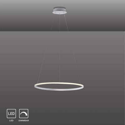 SellTec LED Pendelleuchte »RING silber«, Dimmbar, Simply Dim, 1xLED-Board/28,50W, warmweiß, Leuchtring rund dimmbar über Wandschalter warmweiß