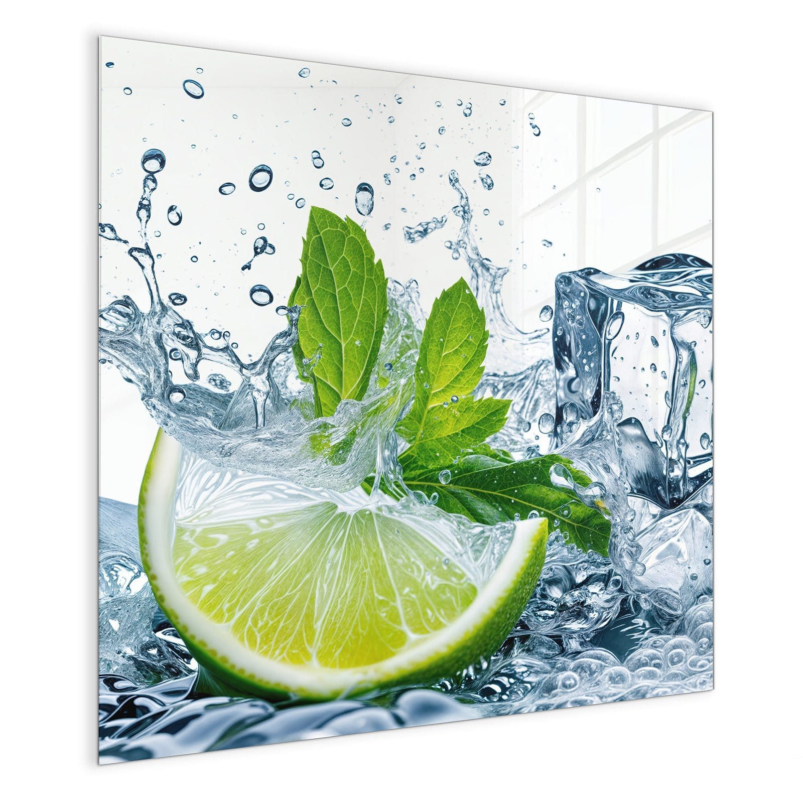 Primedeco Magnettafel Glas Limettenspritzer Pinnwand Whiteboard beschreibbar, (Inklusive Stift, Magnete und Montagematerial, 1-tlg., 9 verschiedene Größen), Magnetisch und Beschreibbar
