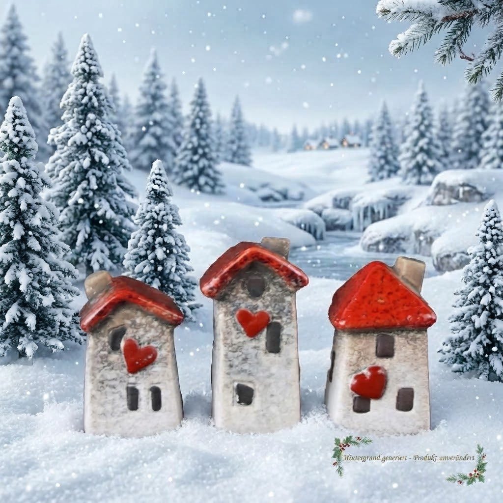 Posiwio Dekofigur Winterliche Häuschen - 3er Set (3 St., 3-tlg) – Bild 2 von 3
