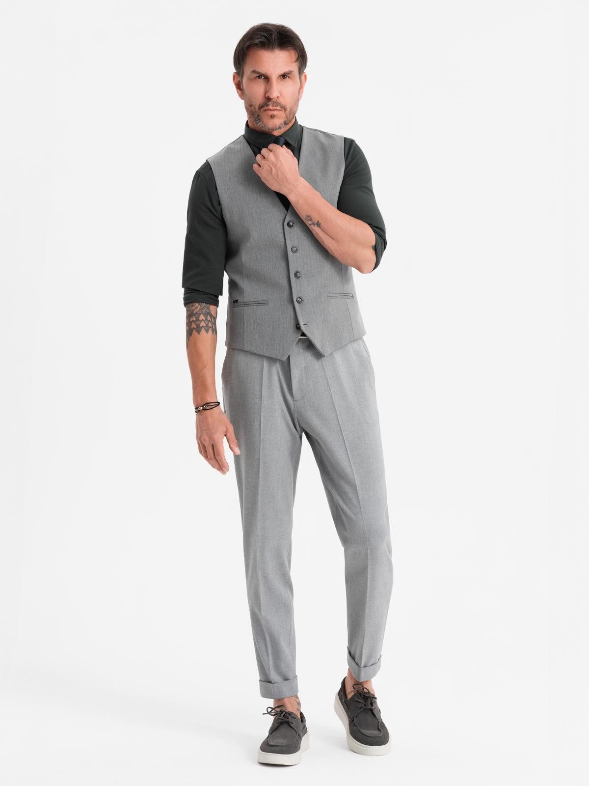 OMBRE Anzugweste Elegante Herren-Weste mit Fischgrätmuster SLIM FIT günstig online kaufen