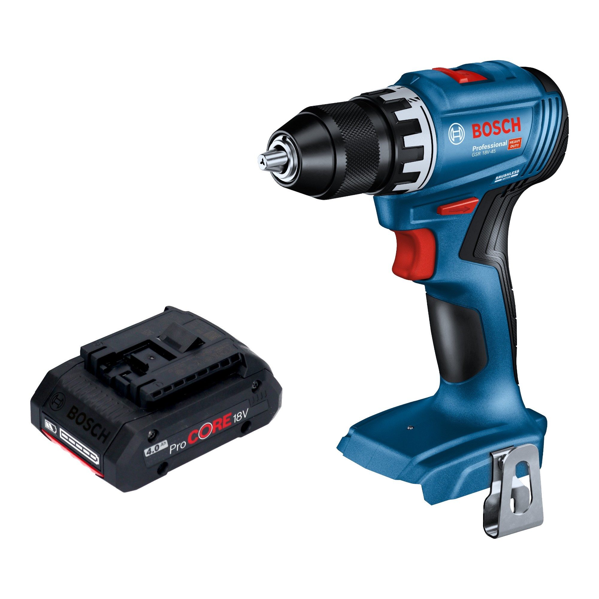 Bosch Professional Akku-Schrauber GSR 18V-45 Professional Akku Bohrschrauber 18 V 45 Nm Brushless + 1x