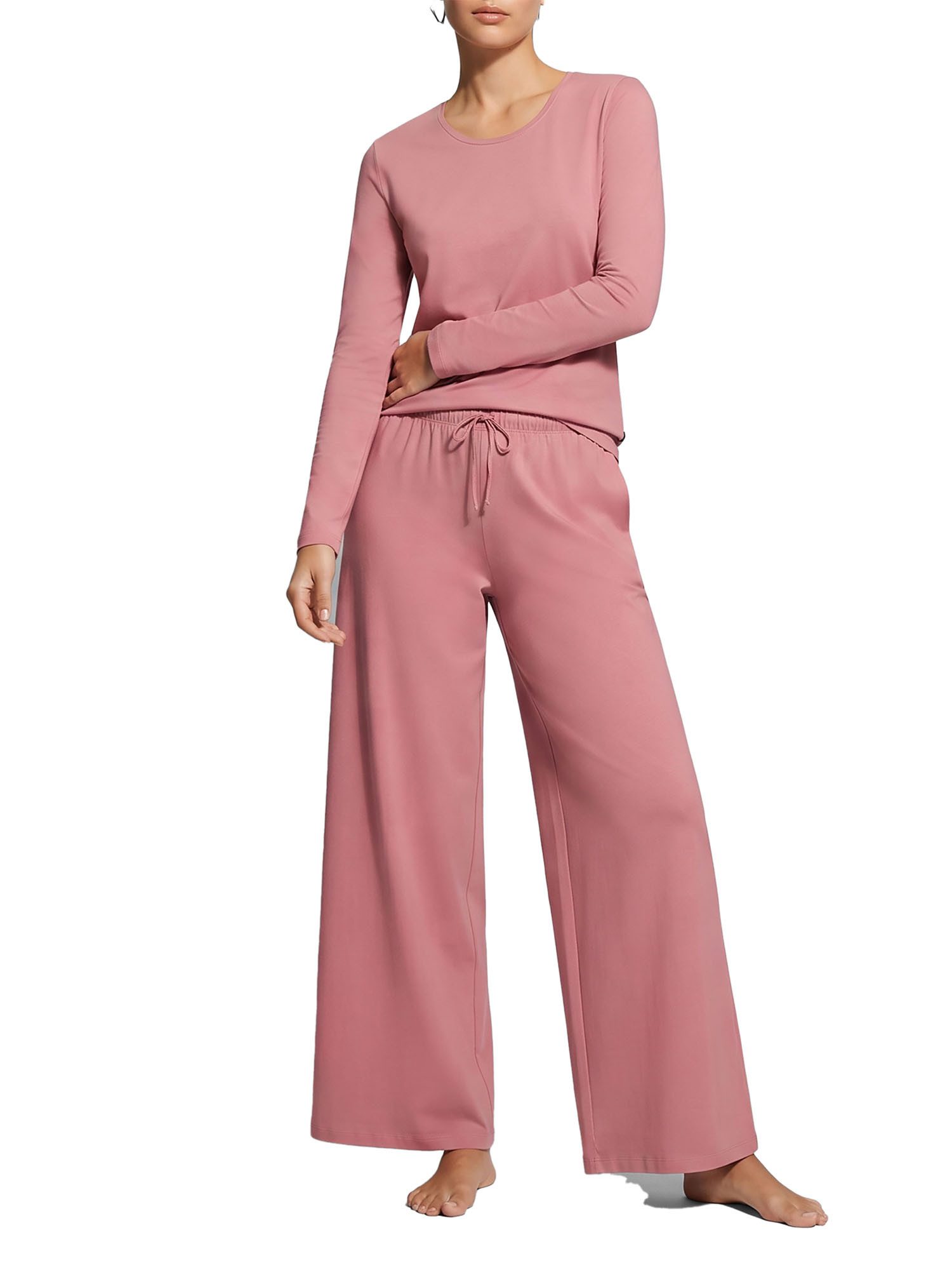 Ammann Pyjama Damen langarm Shirt, lange Hose Night & Relax (Packung, 1 tlg) Modal & Baumwolle, seidig weich, Nachtwäsche und Homewear Set