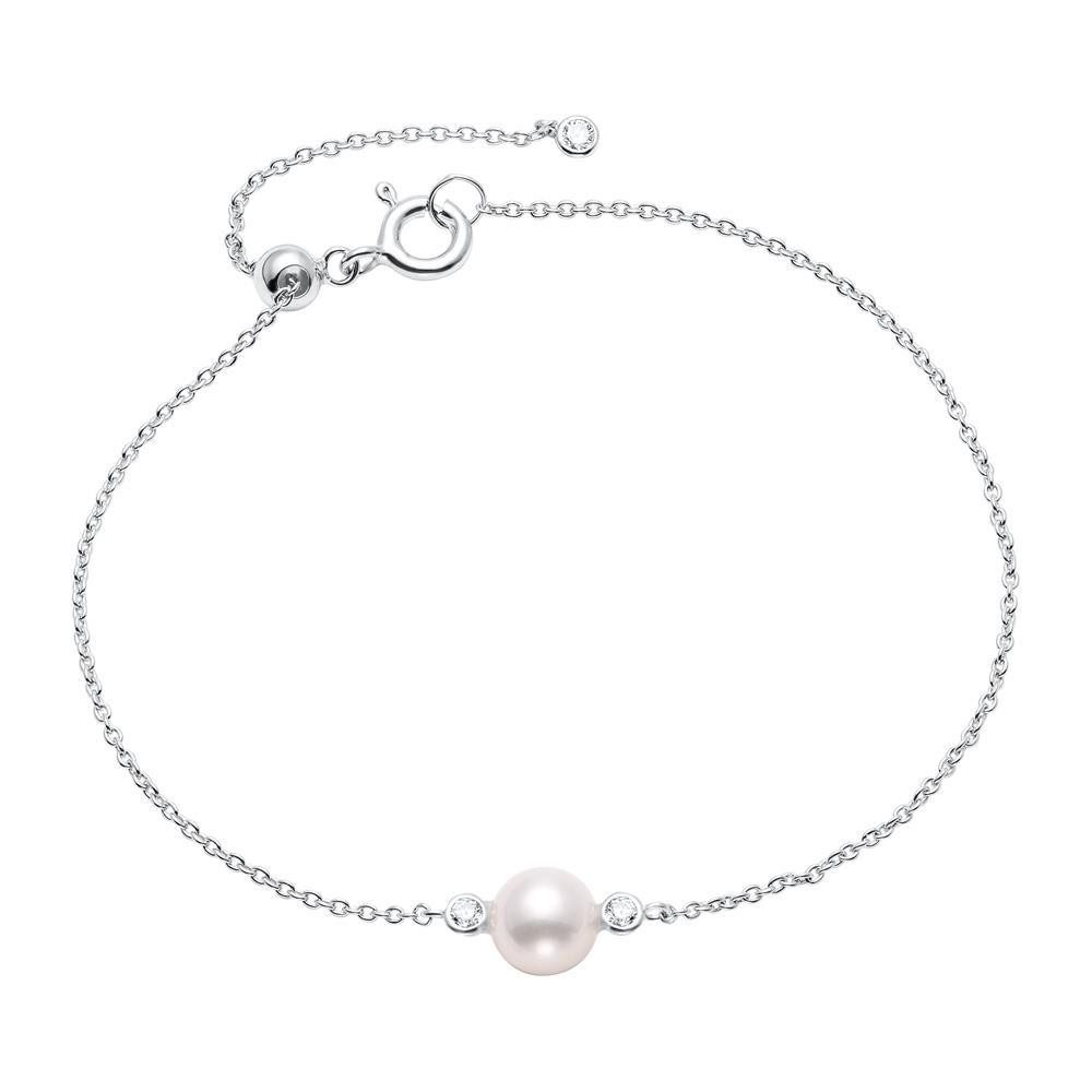 Silberarmband JEWLIX Damen Armkette aus Sterlingsilber mit Perle und Zirkonia