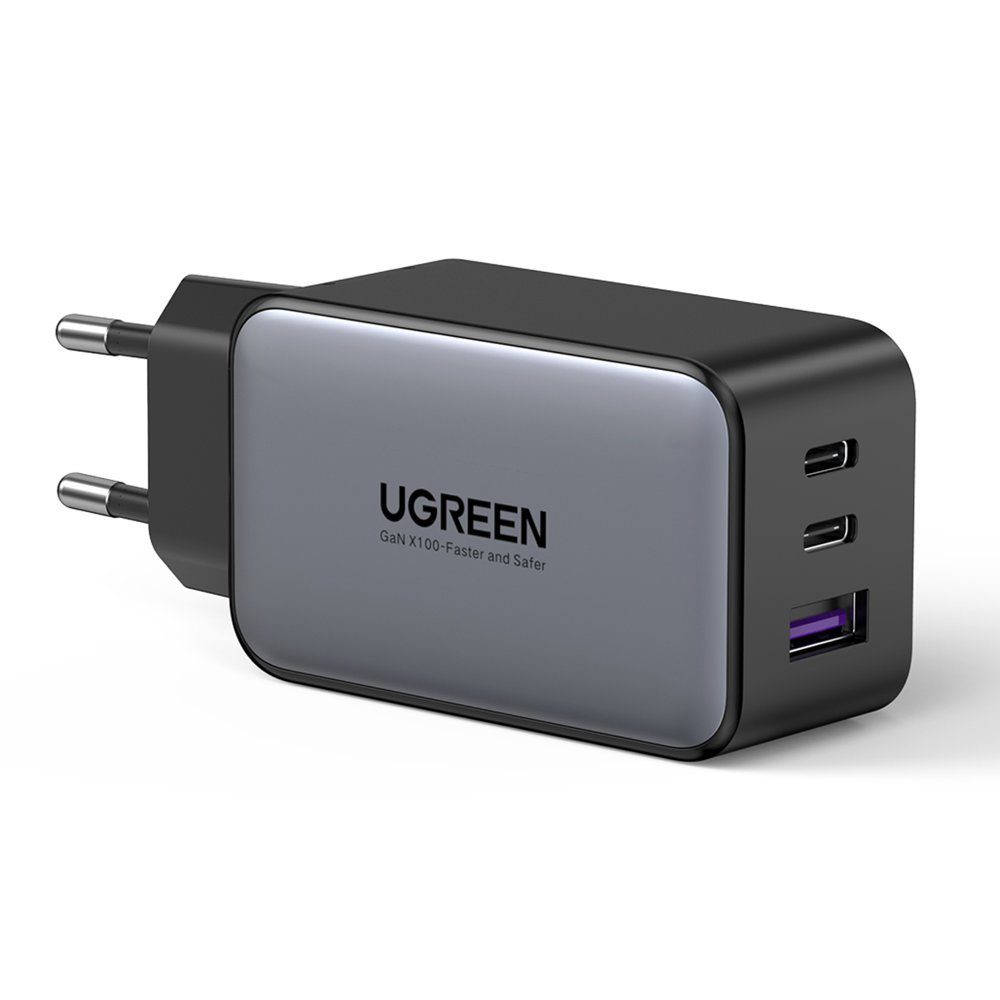 UGREEN GaN Ladegerät 2x USB Type C / 1x USB 65W Power Delivery grau USB-Ladegerät