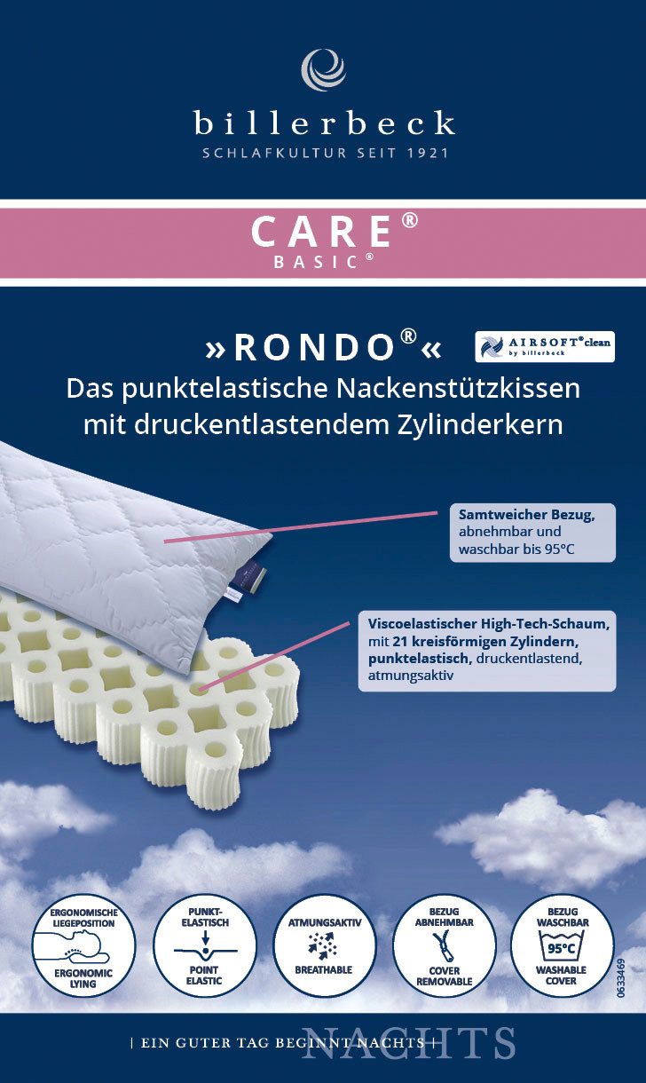 billerbeck Nackenstützkissen Rondo, Kissen ist Allergiker freundlich (Hausstauballergiker), Füllung: viscoelastischer Schaum (Polyurethan) mit AIRSOFT® Vlies-Um – Bild 5 von 5