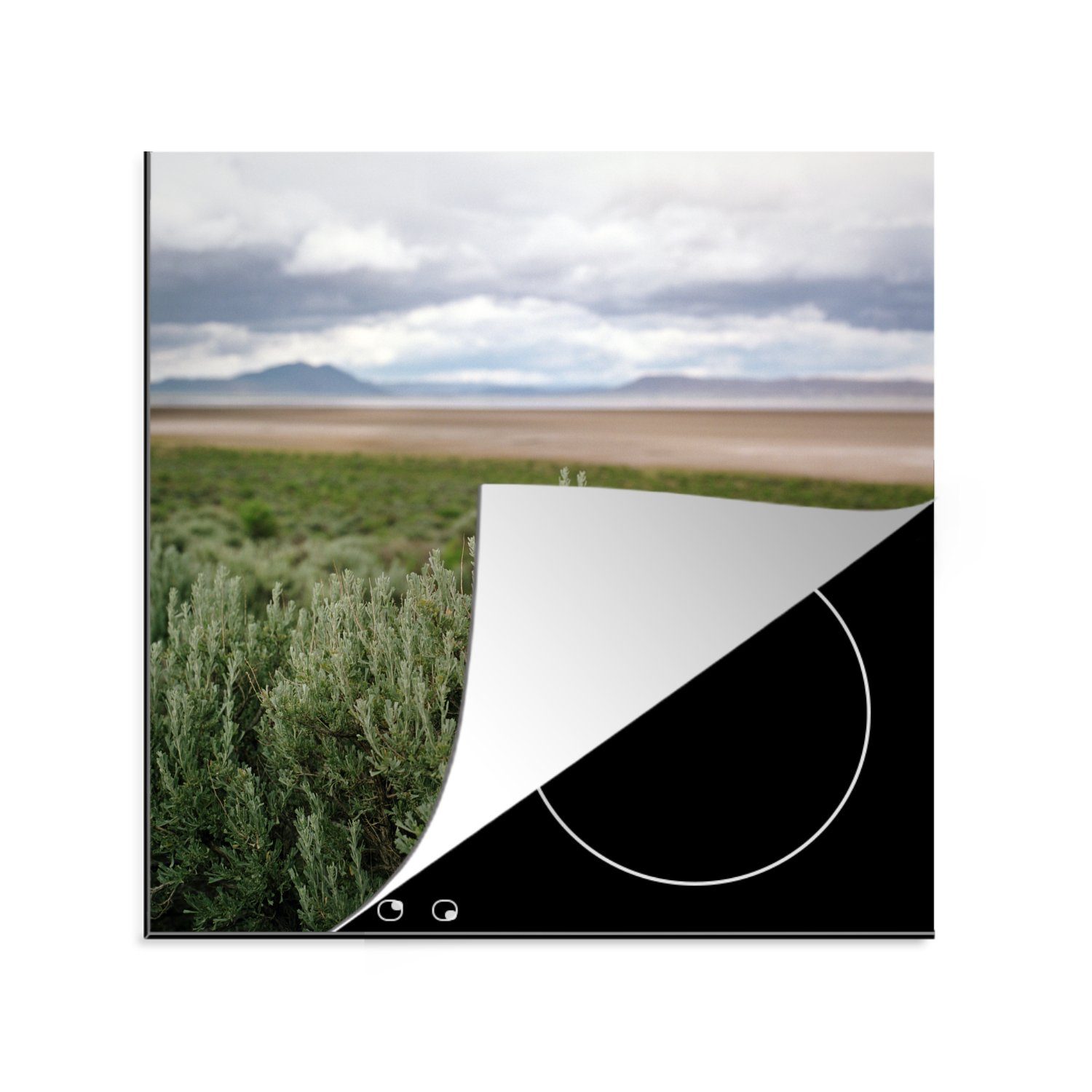 MuchoWow Herdblende-/Abdeckplatte Dramatischer Himmel (1 Arbeitsplatte einem Wüste, tlg), Ceranfeldabdeckung, Wermutfeld einer für cm, in Vinyl, über 78x78 küche