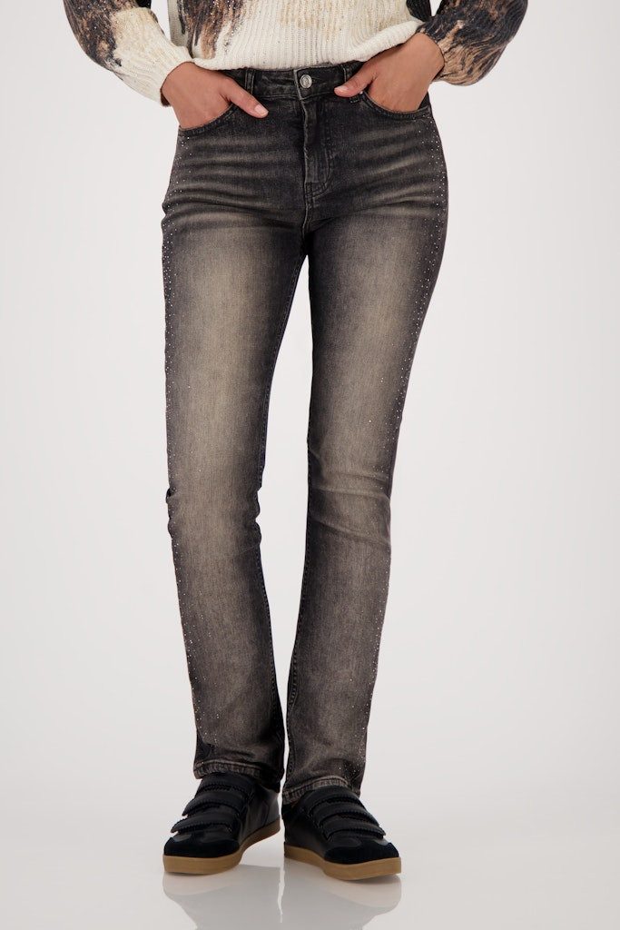 Monari 5-Pocket-Jeans Anthrazit Funkelnde Strasssteine