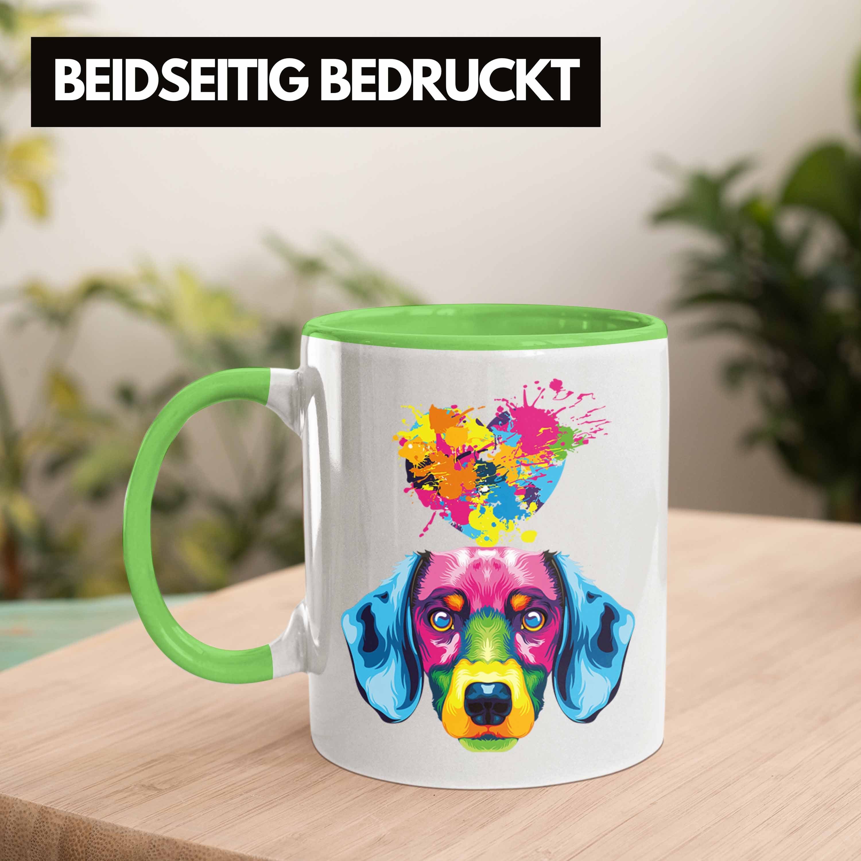 Herz Grün Farbe Trendation Dackel Spruch Lustiger Geschenkidee Tasse Tasse Besitzer Geschenk