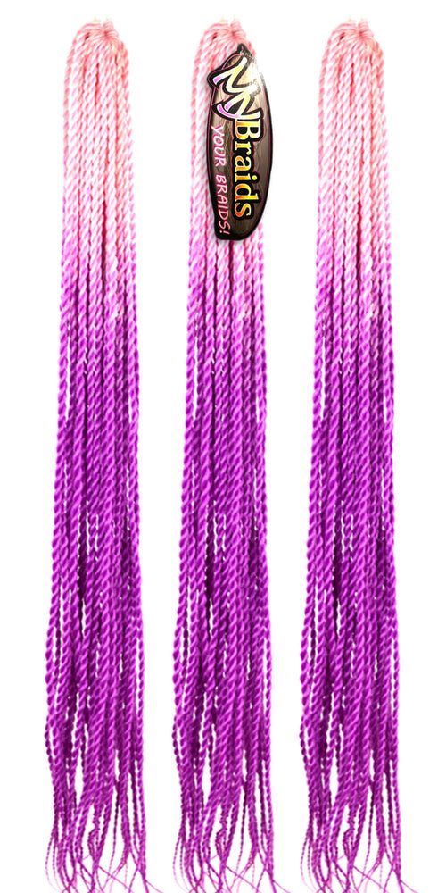 MyBraids YOUR Crochet Ombre Twist Kunsthaar-Extension Hellrosa-Helles Braids Senegalese Purpur 22-SY 3er Pack BRAIDS! Zöpfe