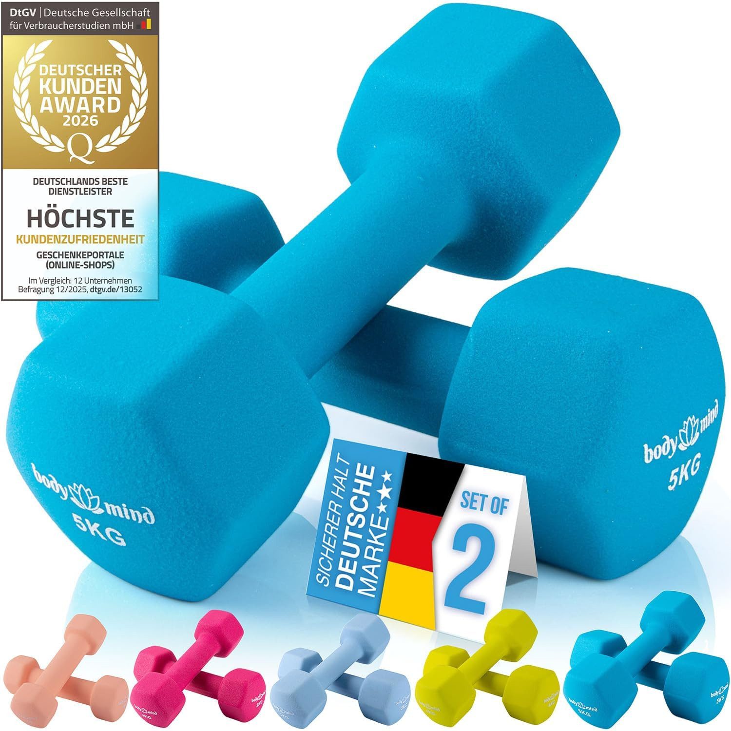 Body & Mind Hantel-Set BODY & MIND Neopren Hantel Set–Kurzhanteln für Fitness & Heimgebrauch, (Dumbbells, Effektives Krafttraining), Fitness Workout für Zuhause
