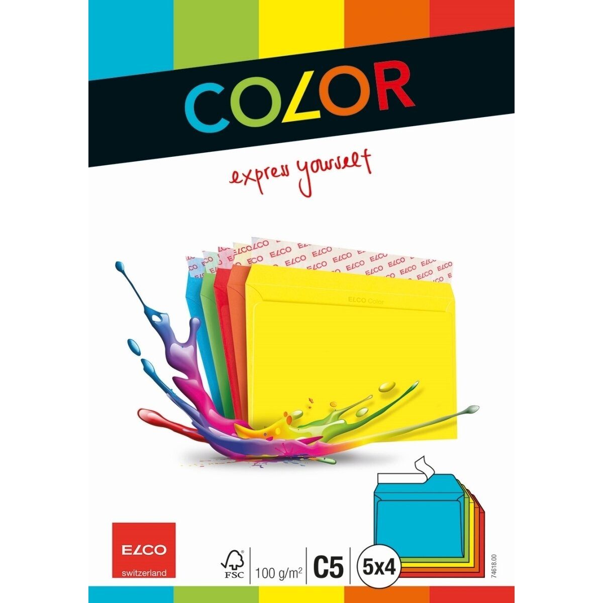 ELCO Briefumschlag Briefumschläge Color C5 farbig sortiert Haftklebung Papier 100 g/qm VE