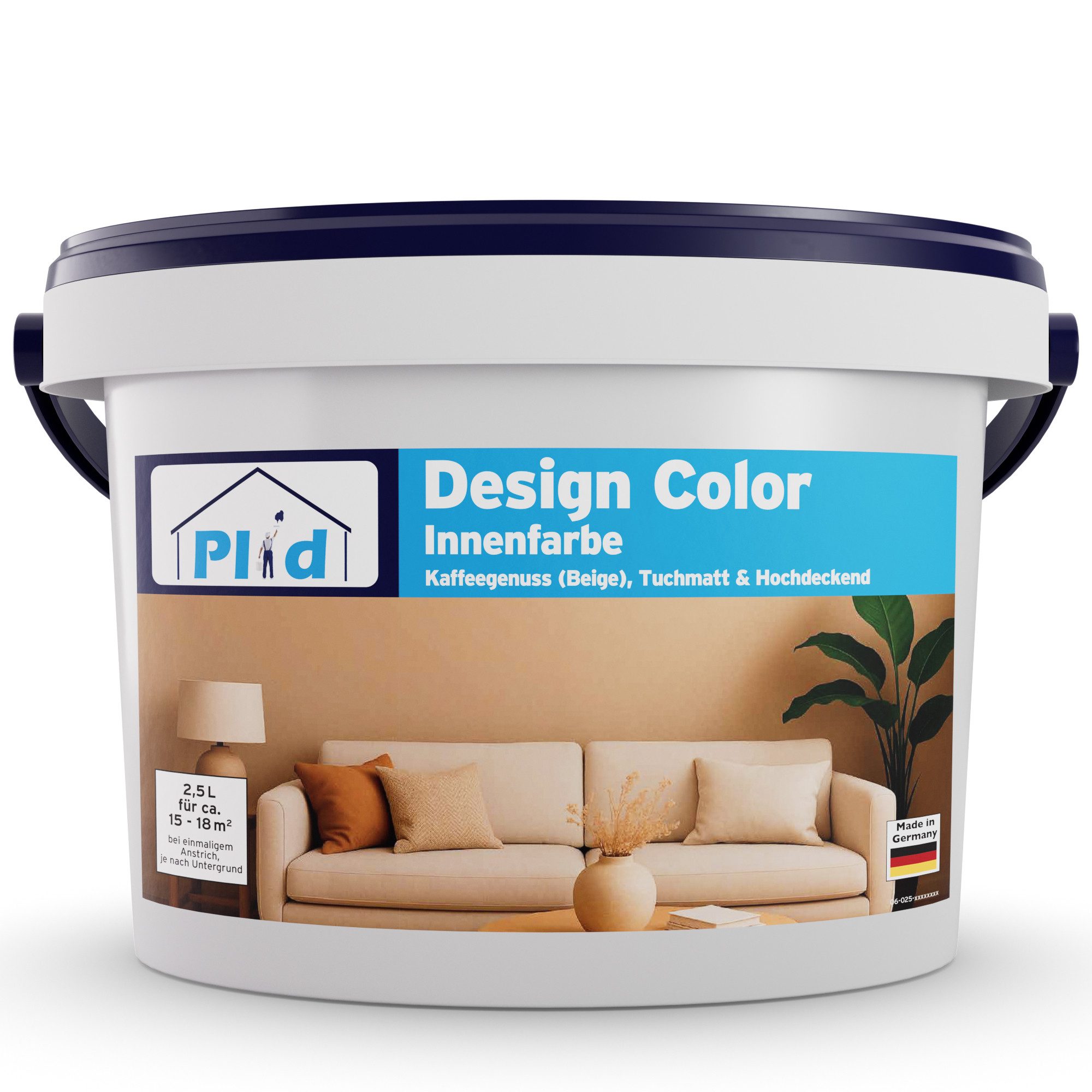 plid Wandfarbe Wandfarbe Matte 2.5L für ca. 18m² - Bunte Wand Designcolor Innenfarbe, Hochdeckend, Geruchsarm, Schnelltrocken