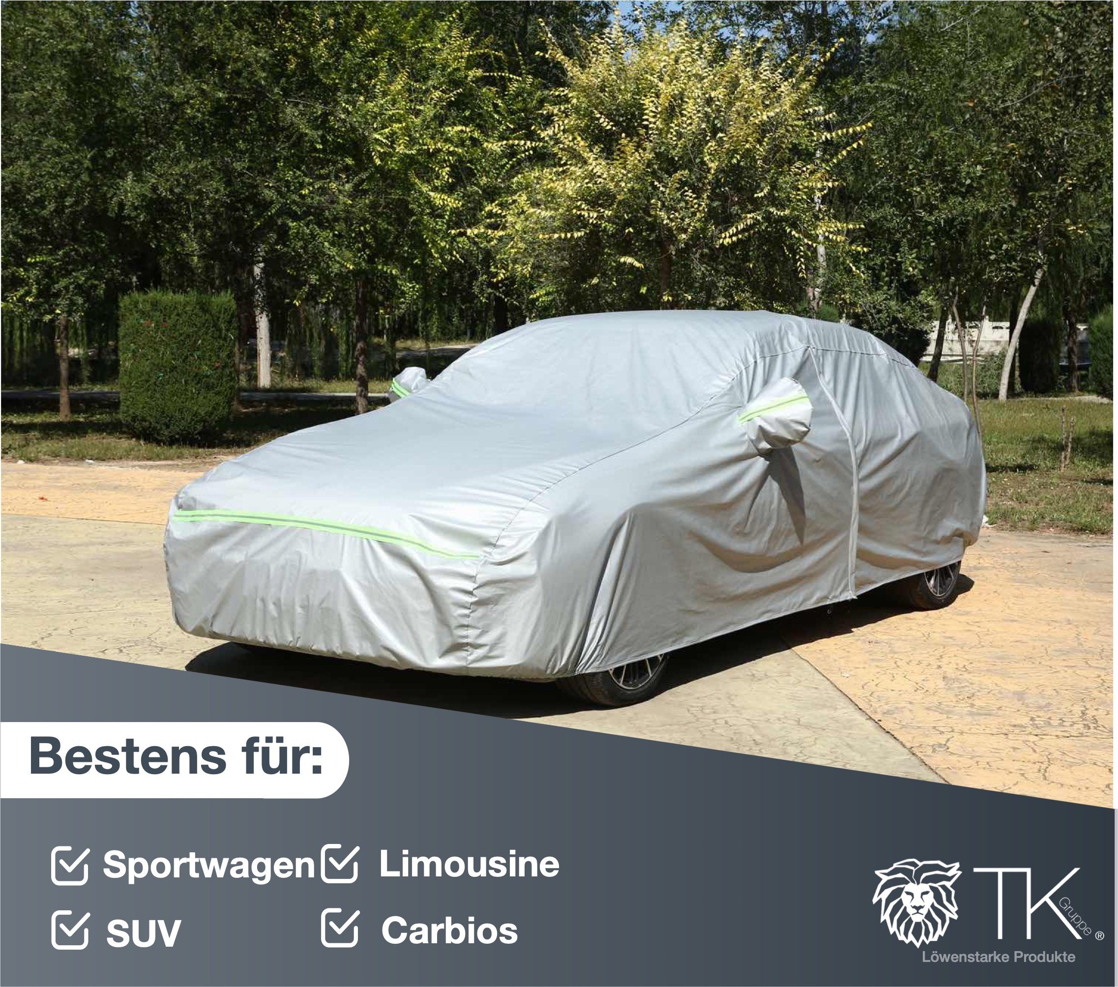 Car Cover Gruppe TK Auto Autoschutzhülle Abdeckung - Silber Autoplane (1-St) Premium