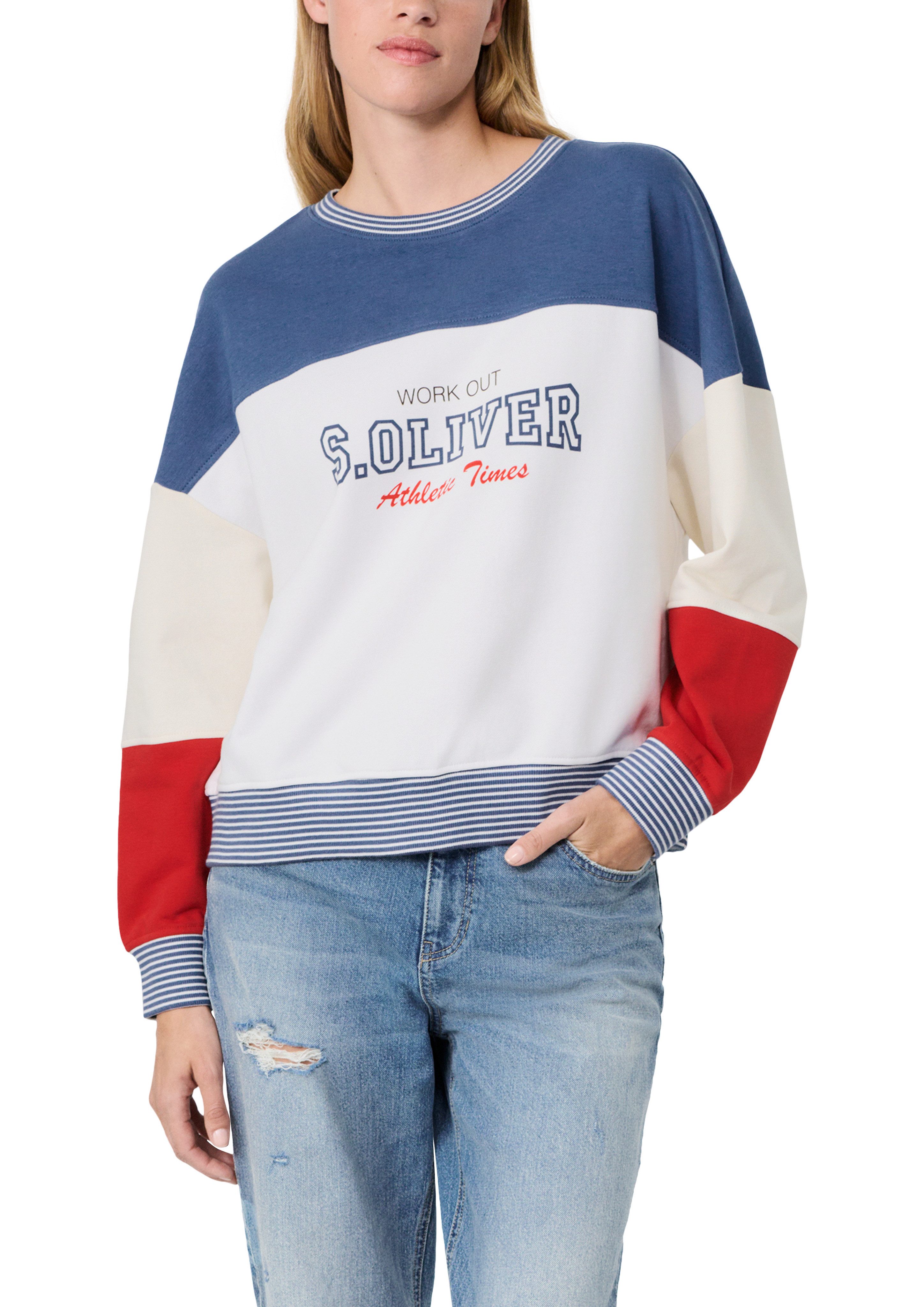 s.Oliver Sweater s.Oliver X Heidi Klum Sweatshirt Color Block im Colorblocking-Look und mit Logoprint