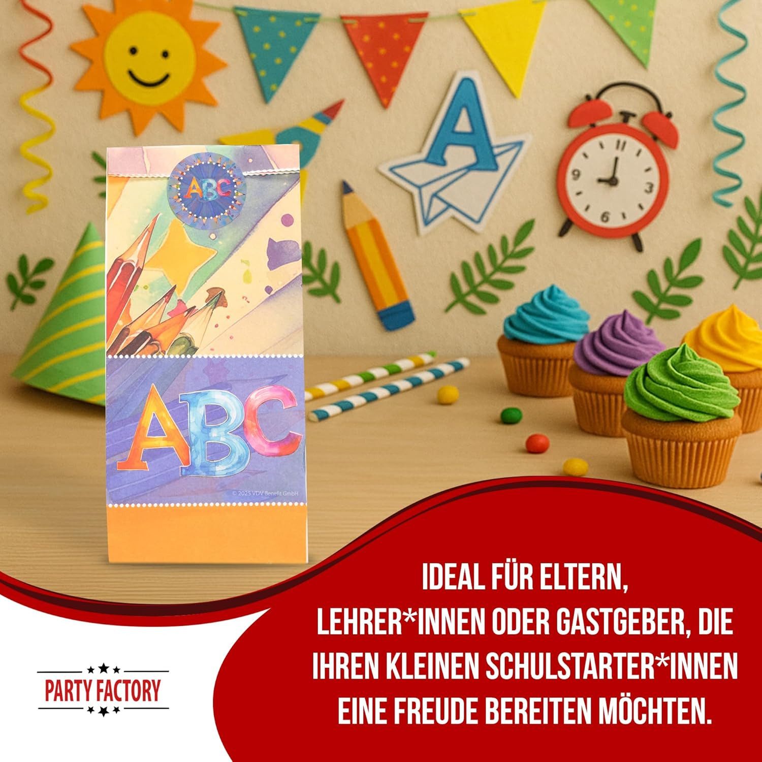 Party Factory Geschenkpapier Back to school neutral Geschenktüten 10er
