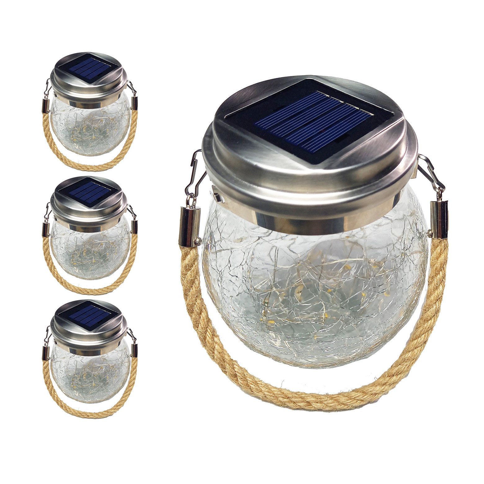 INTERGARDEN LED Solarleuchte 3er Set Solarlampe Glaskugel inkl. Akku – warm günstig online kaufen