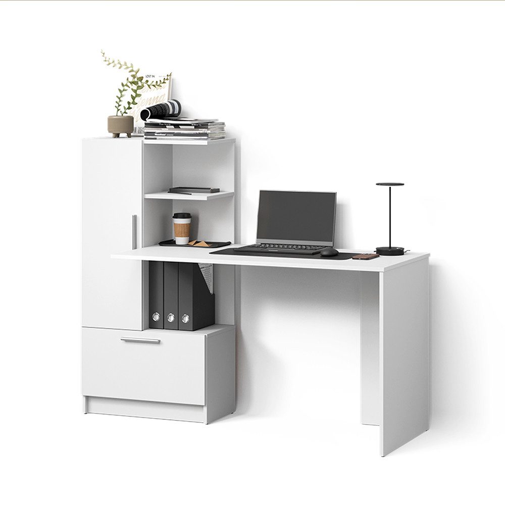 Livinity® Schreibtisch Lorena, Weiß, 150 x 120.1 cm mit 2 Türen (1-St)