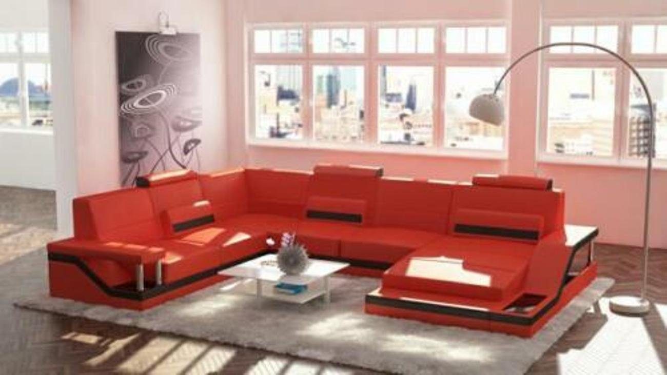 JVmoebel Ecksofa Ledersofa+USB Wohnlandschaft Ecksofa Eck Garnitur Couch Sofa Hamburg