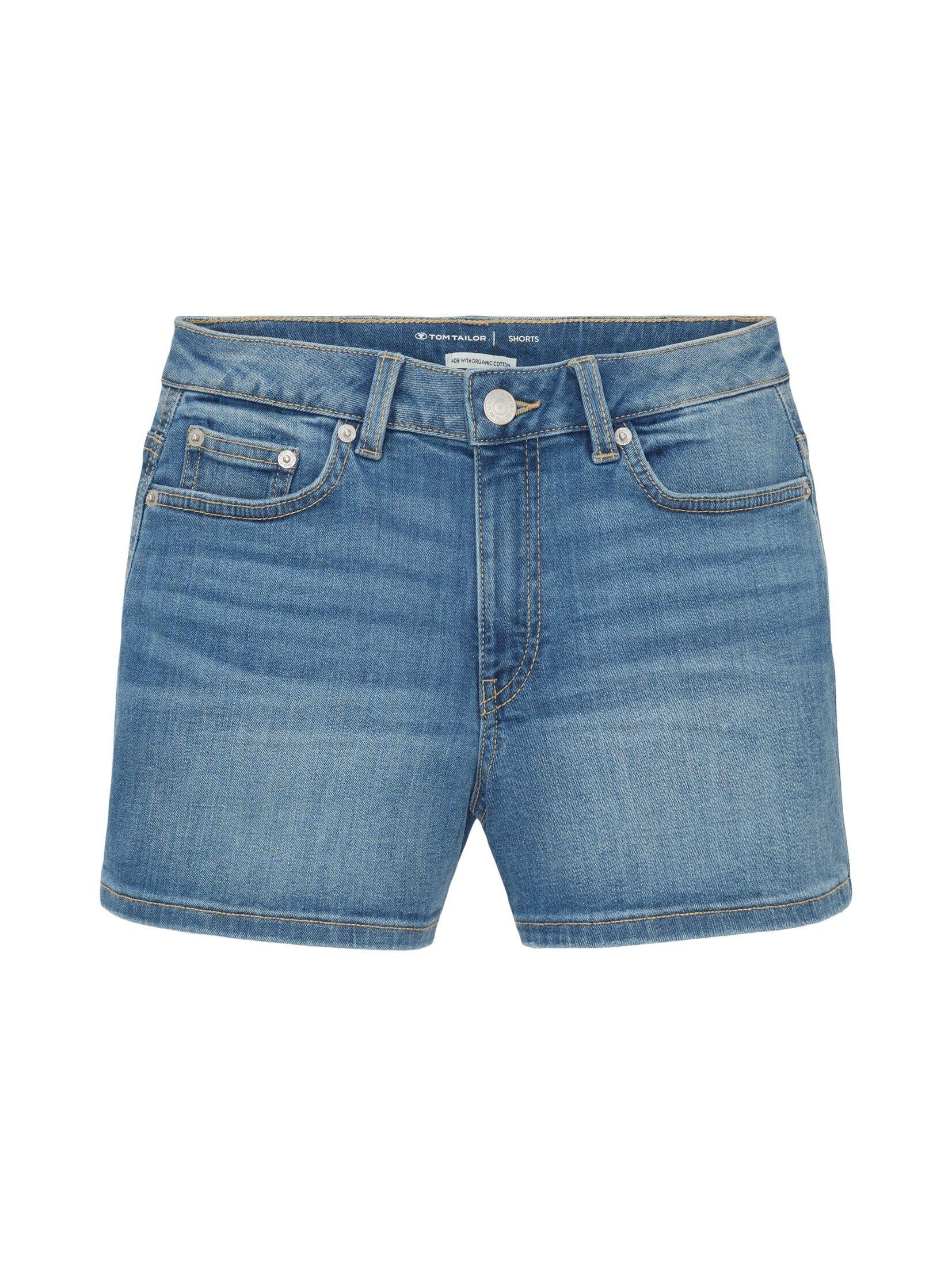 mit Jeansshorts leichter Blue Waschung Denim TAILOR Stone Mid Jeansshorts Used TOM