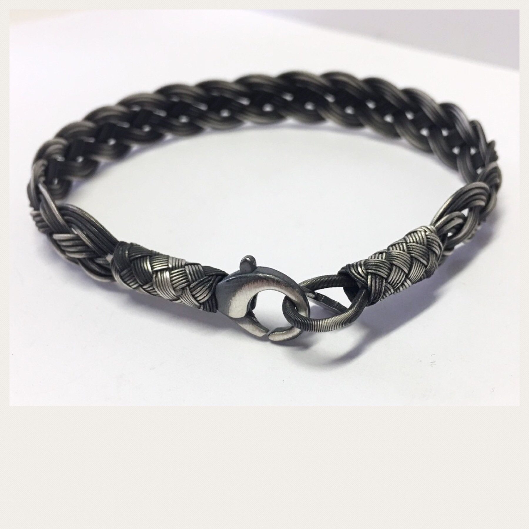 Silberarmband geflochtenes Armband 925 Sterling Silber geschwärzt 21 cm