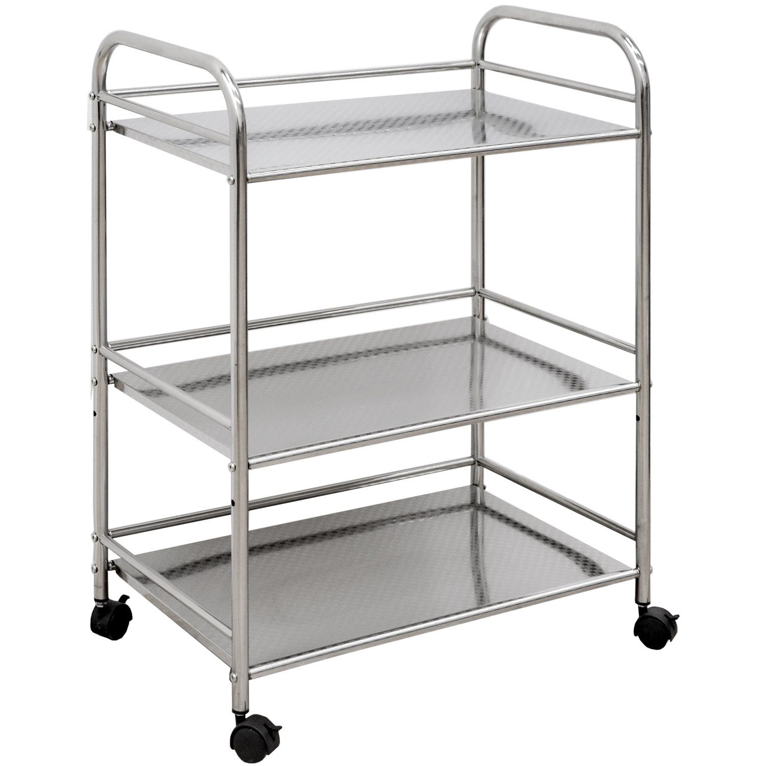 eyepower Servierwagen Edelstahl Küchenwagen 3 Etagen 60x35x77 cm Wagen