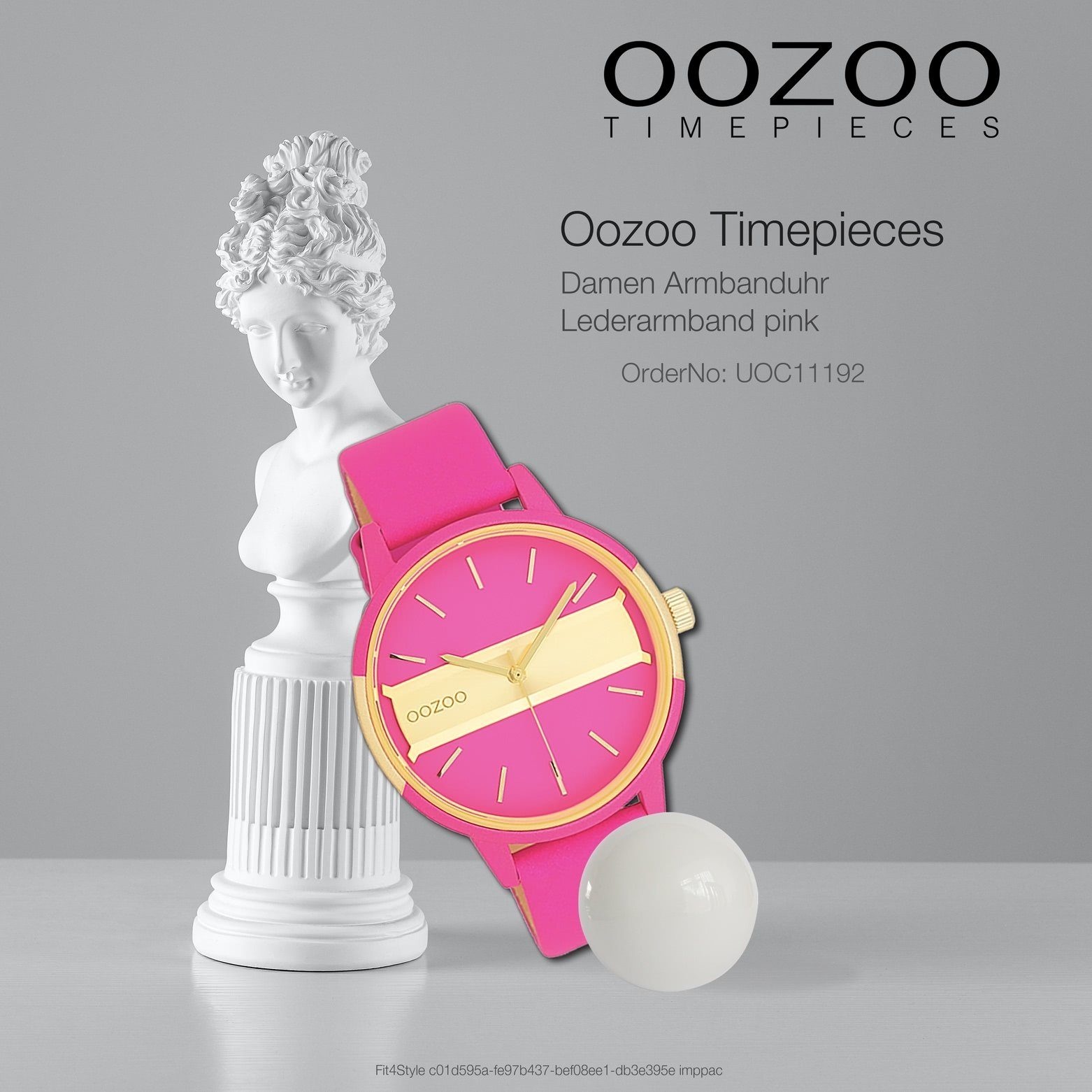 OOZOO Quarzuhr Oozoo Damen Armbanduhr Timepieces Analog, (Analoguhr), Damenuhr rund, groß (ca. 42mm) Lederarmband, Fashion-Style