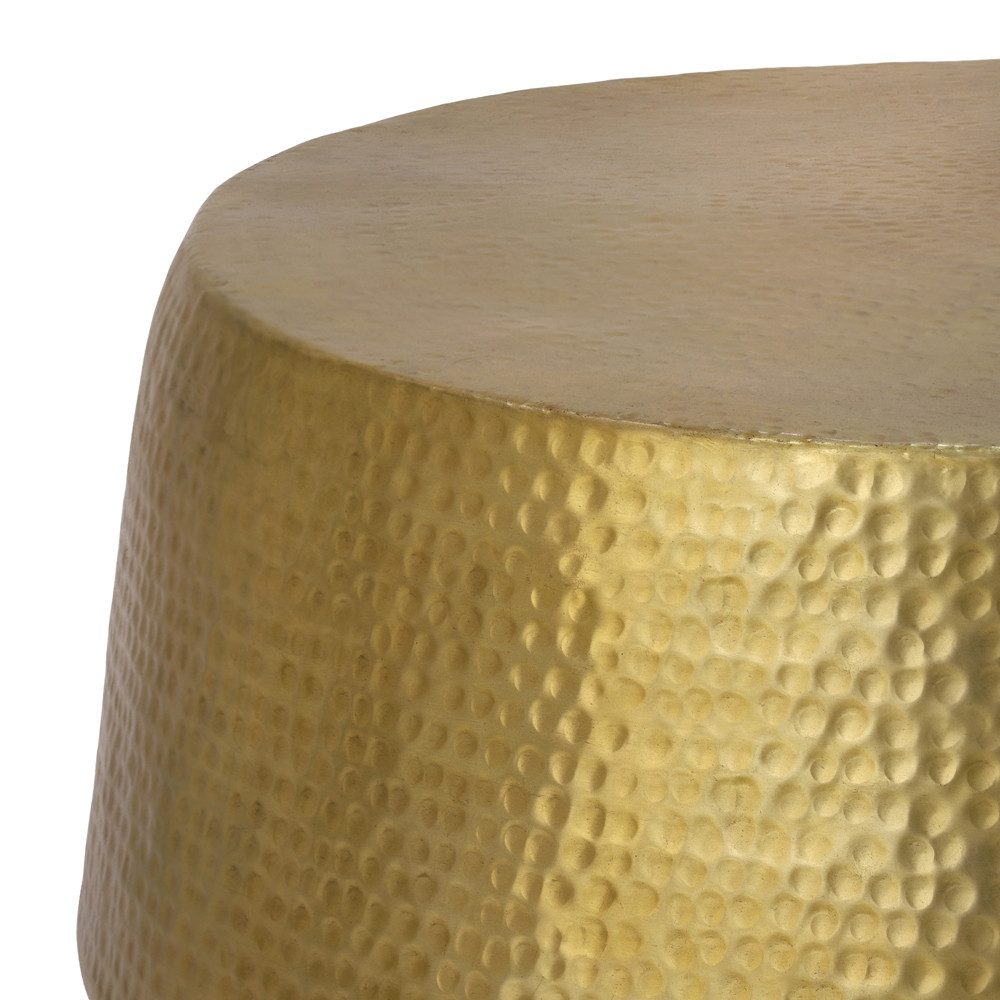 WOMO-DESIGN Couchtisch Beistelltisch Wohnzimmertisch Loungetisch Sofatisch Metalltisch, Gold Ø90x45cm Unikat Hammerschlag-Optik Handgefertigt Rund Aluminium