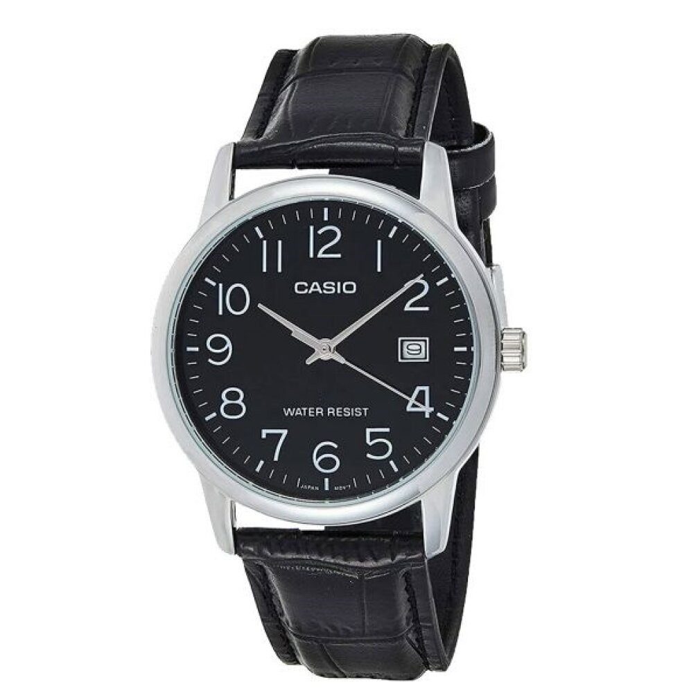 CASIO Luxusuhr Men's MTPV002L-1B Silver Leather Japanese Quartz Fashion Watch
