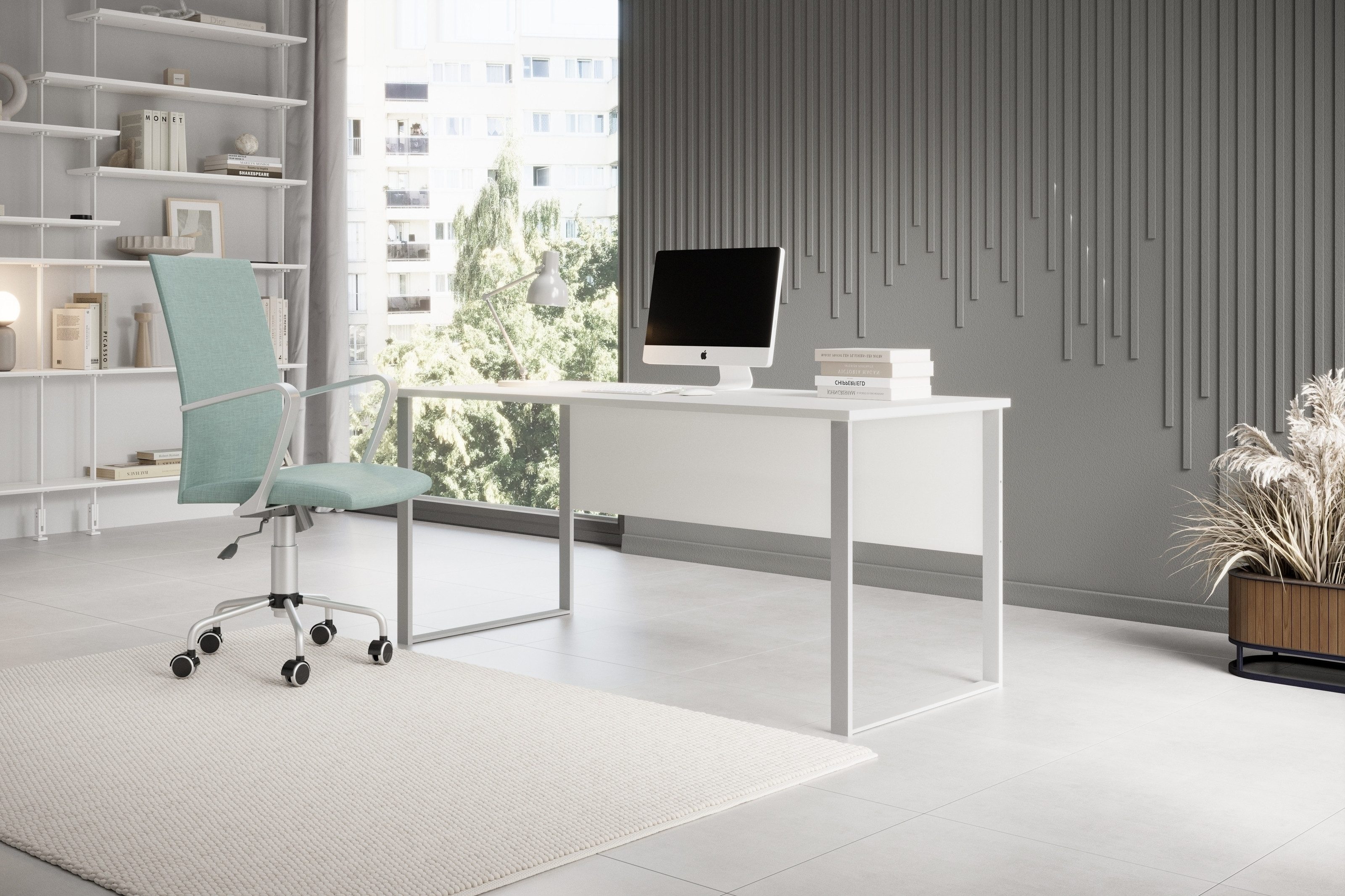 Bega Consult Schreibtisch in Weiß, Melamin und Metall - 170x77x73cm (BxHxT)